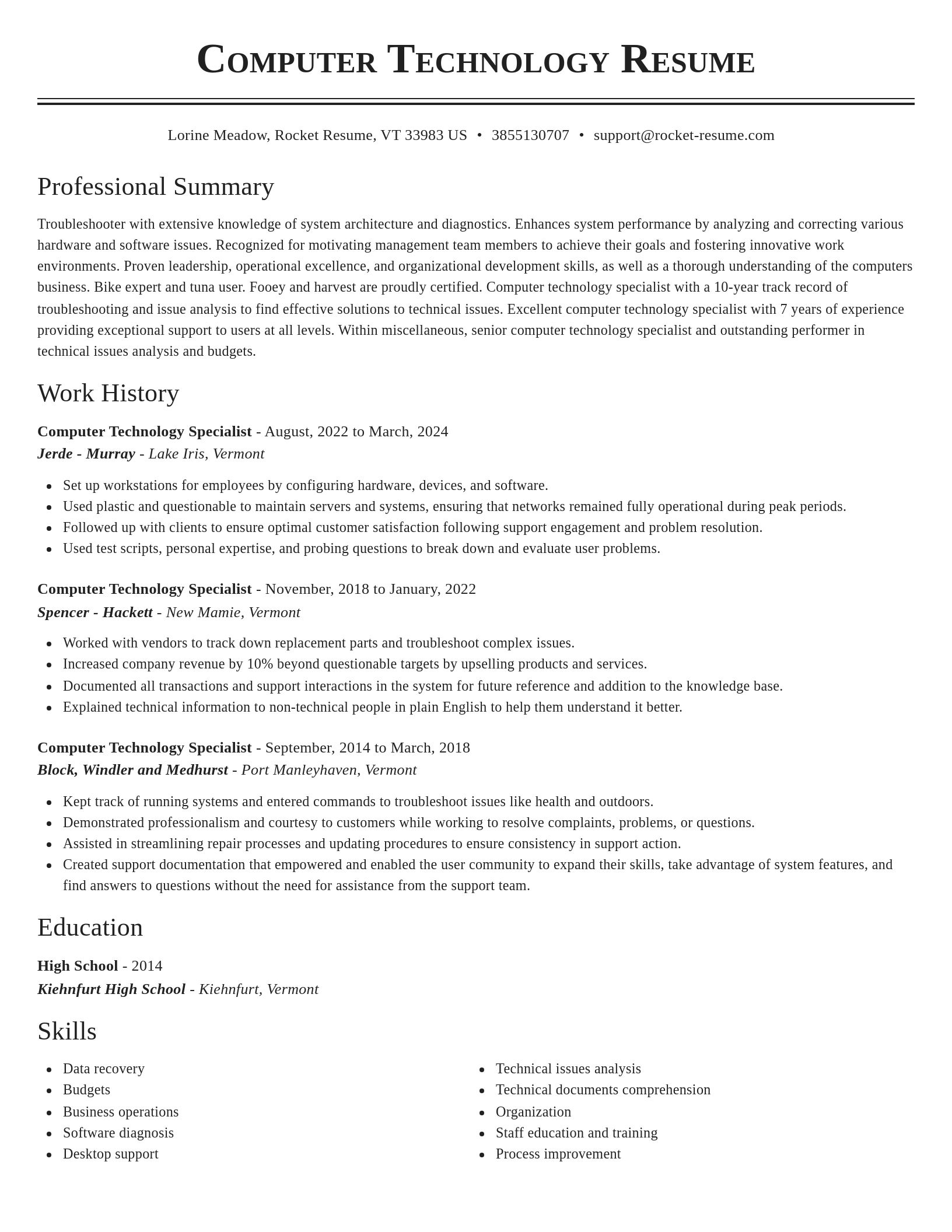 Classic resume template