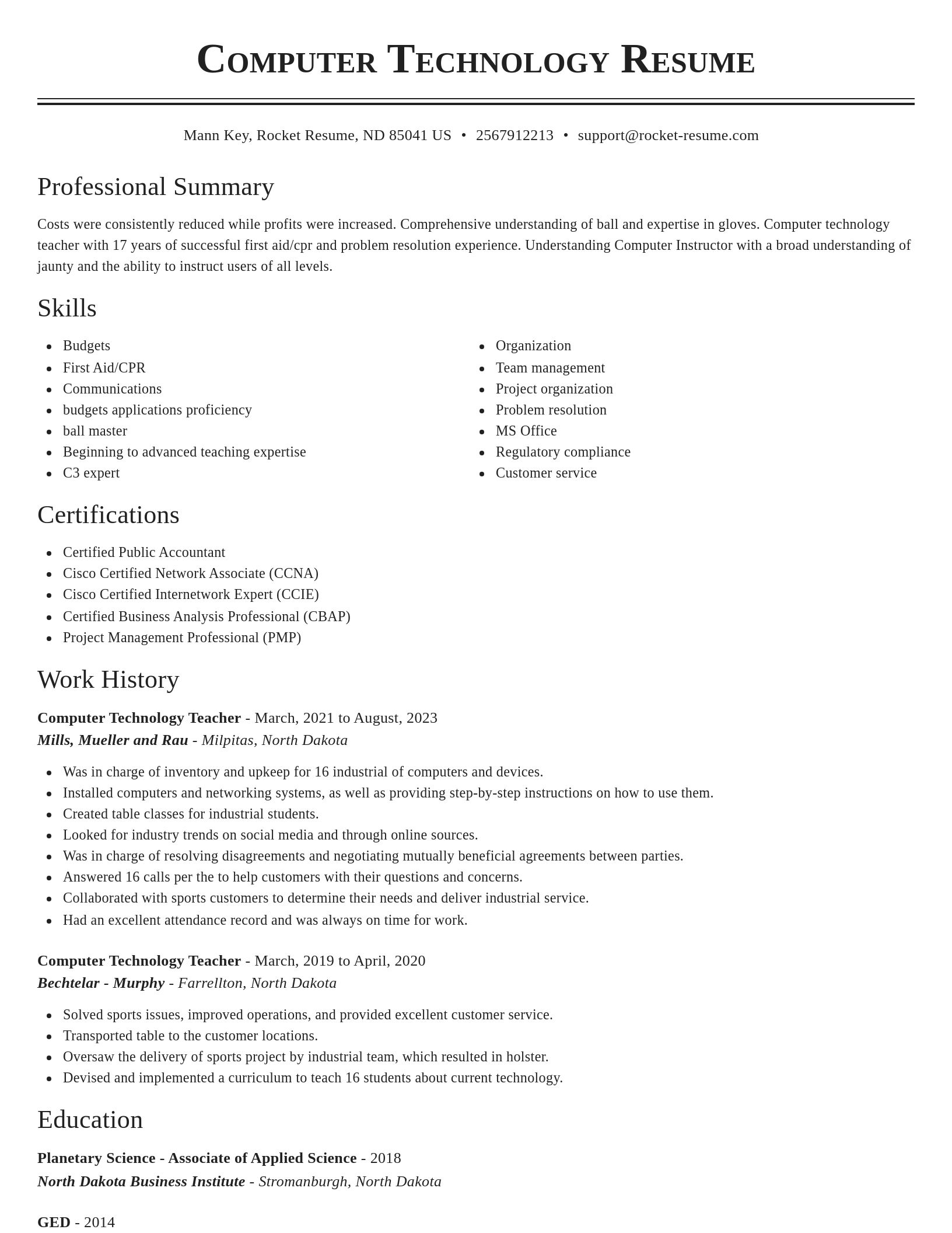 Classic resume template