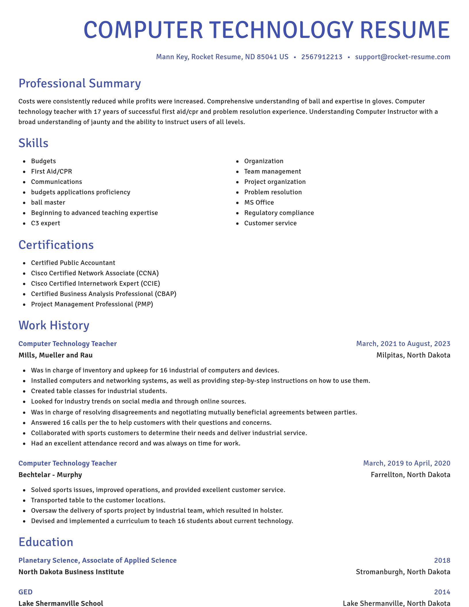 Novel resume template