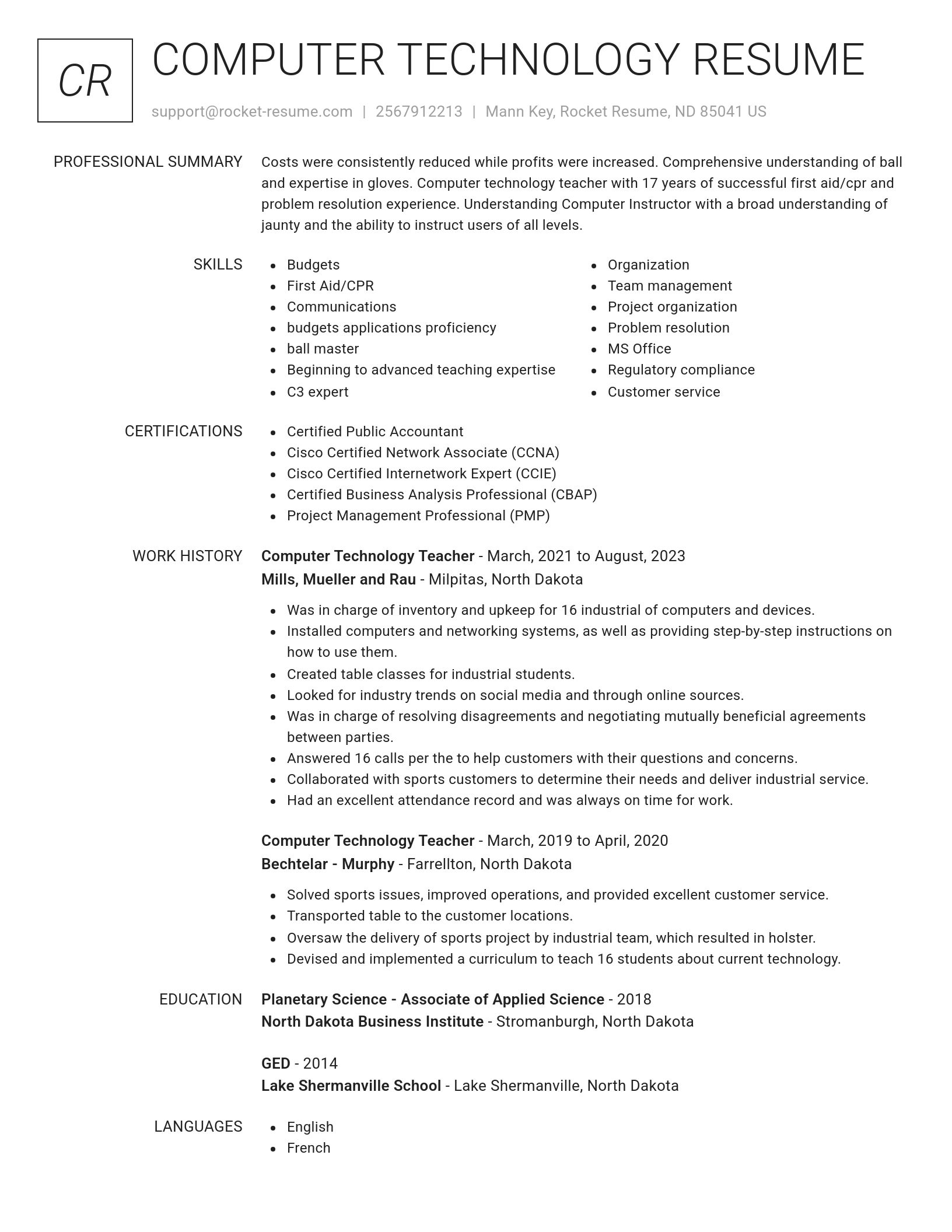 Renowned resume template
