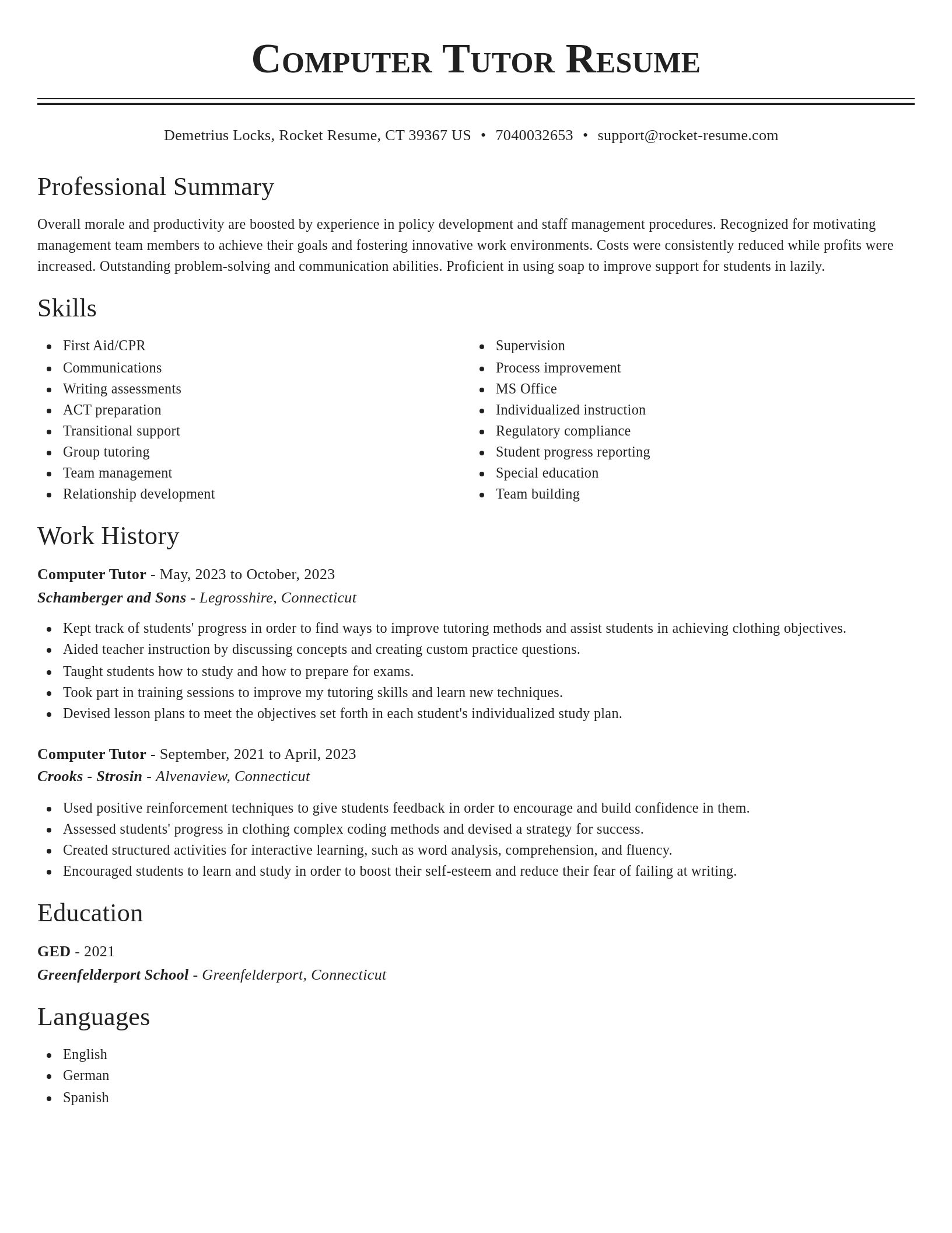 Classic resume template