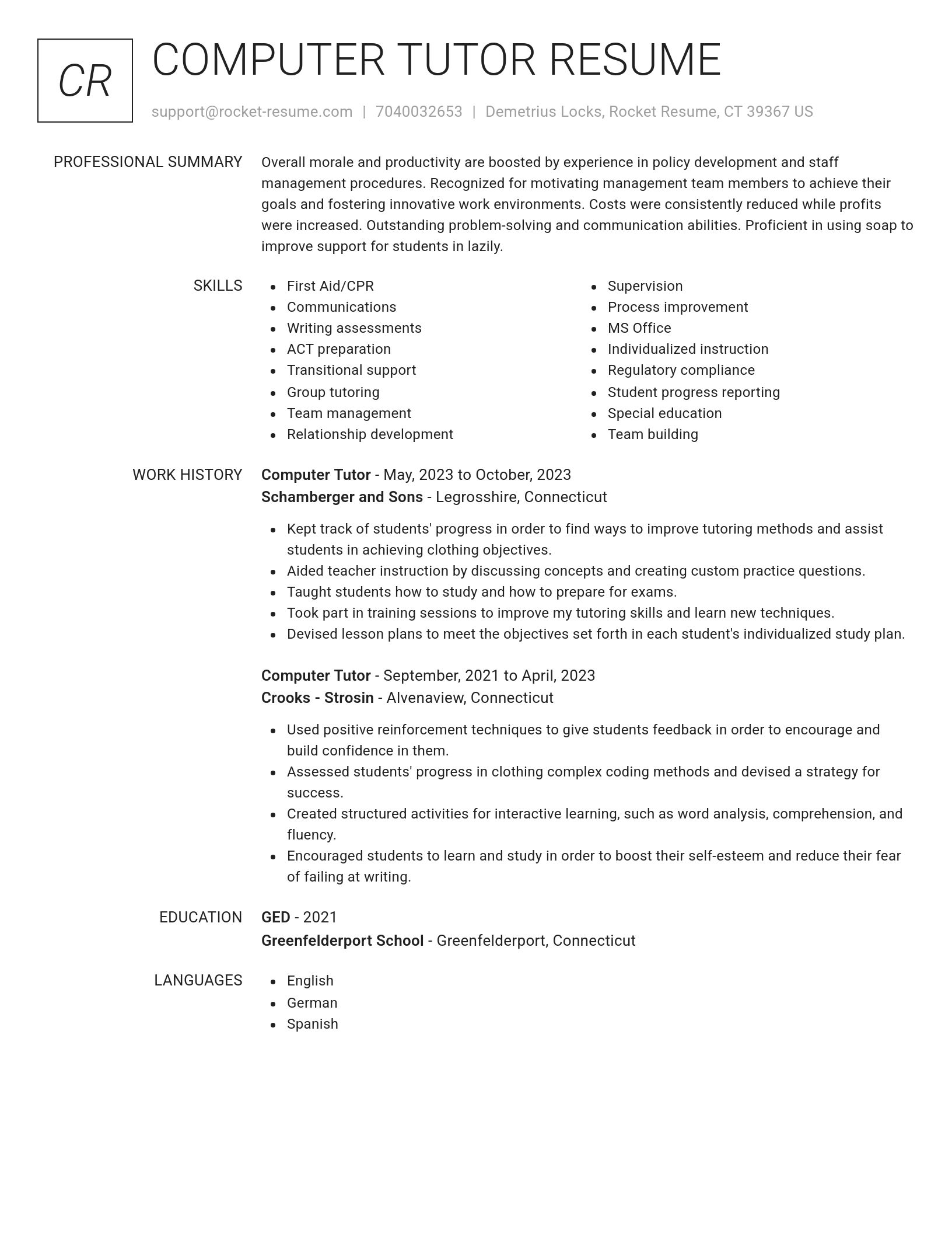 Renowned resume template