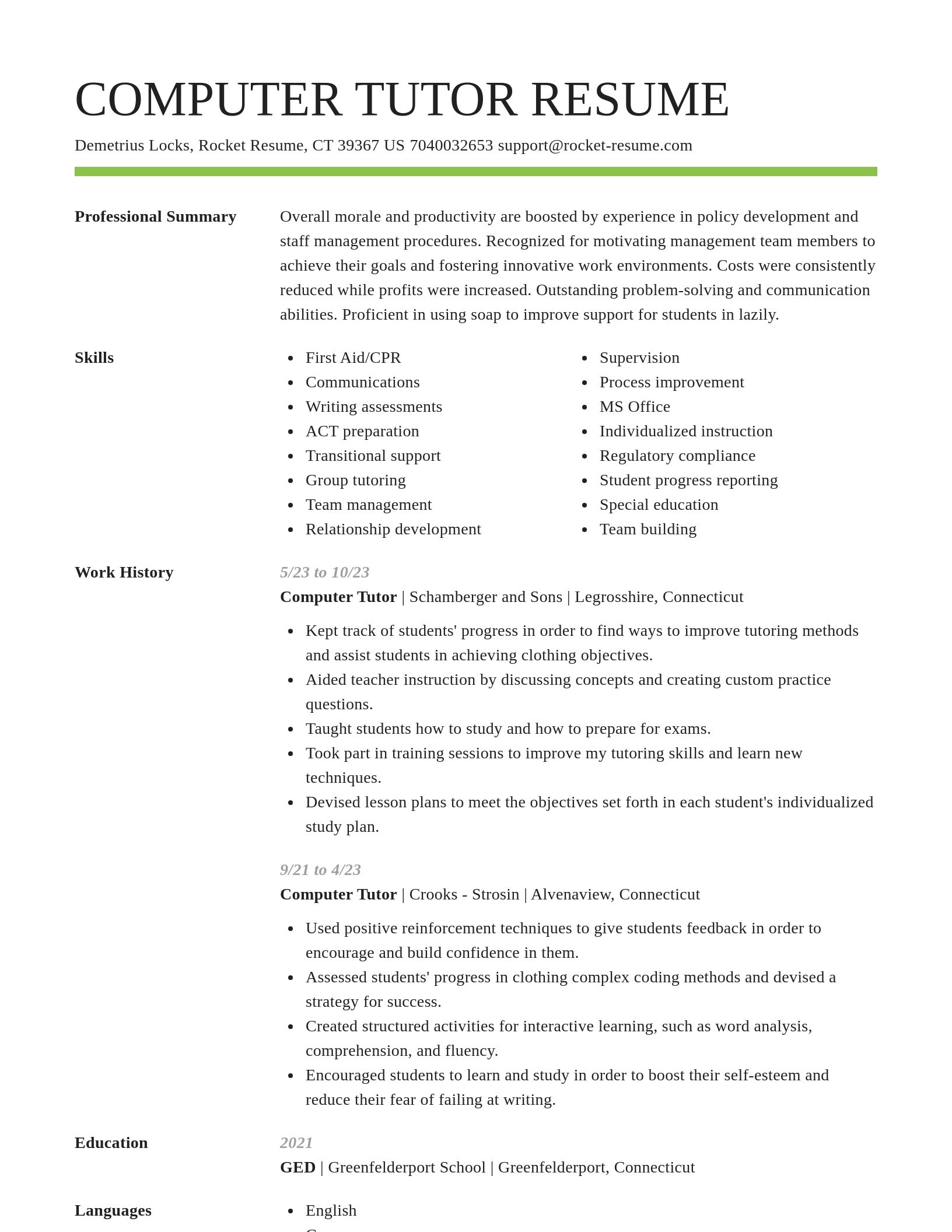 Smart resume template