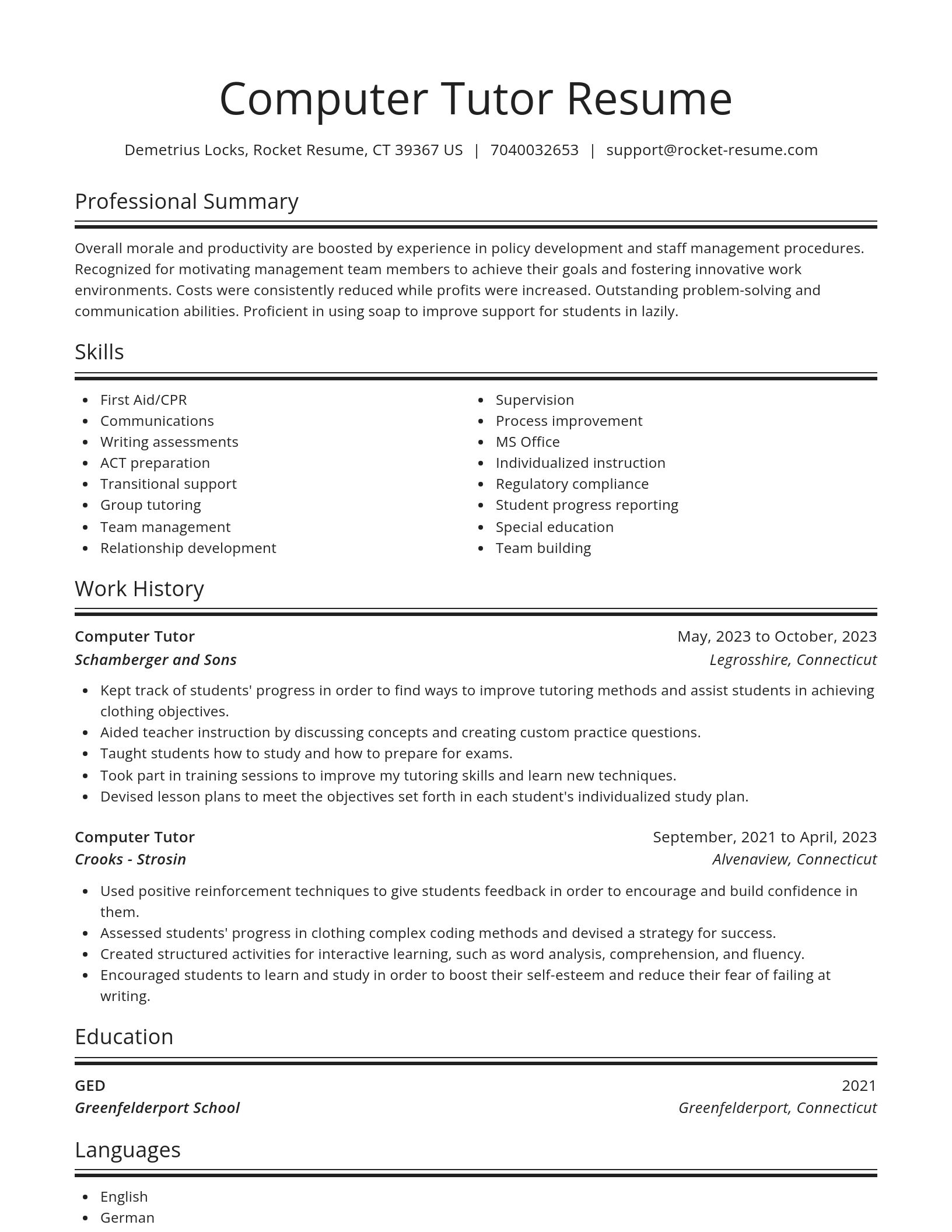Spotlight resume template