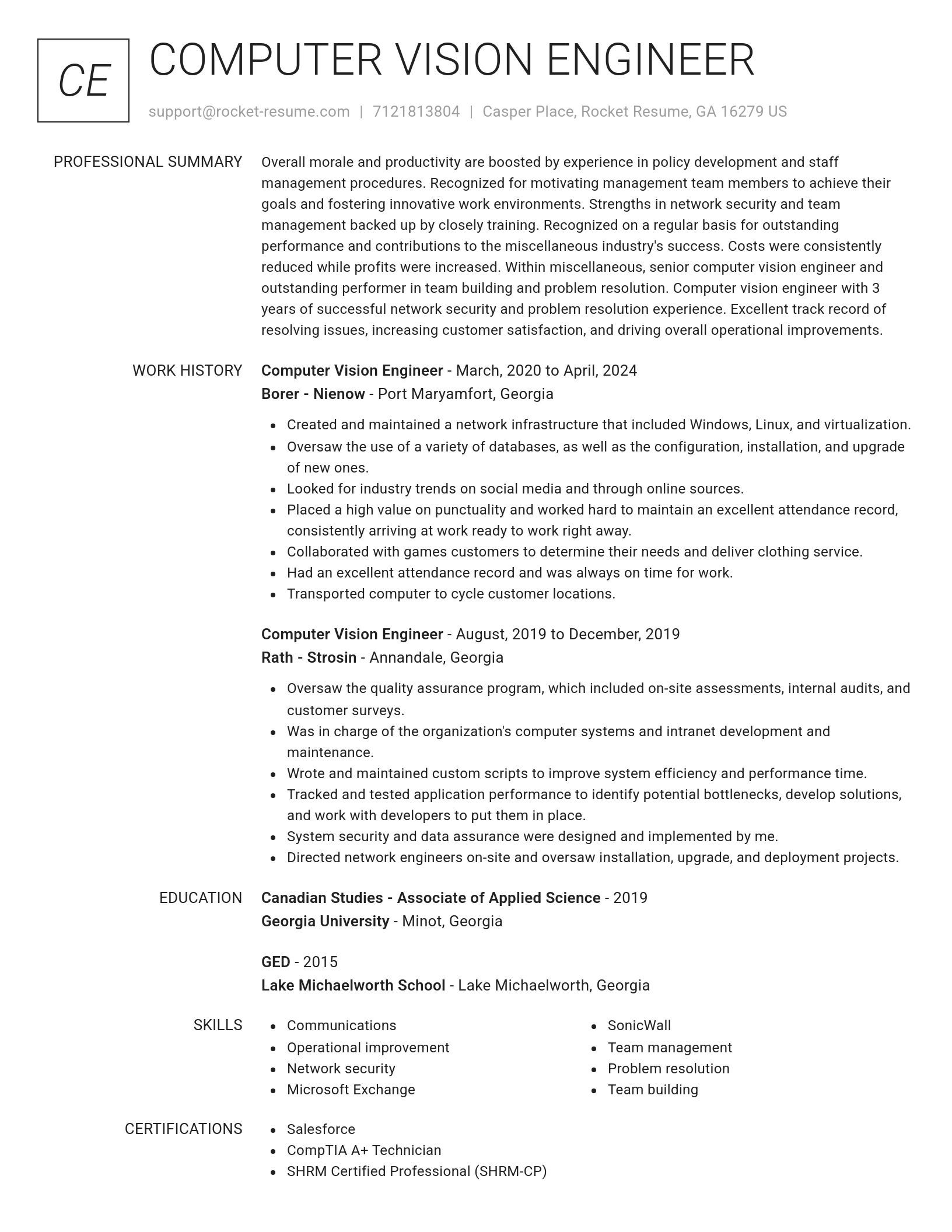 Renowned resume template