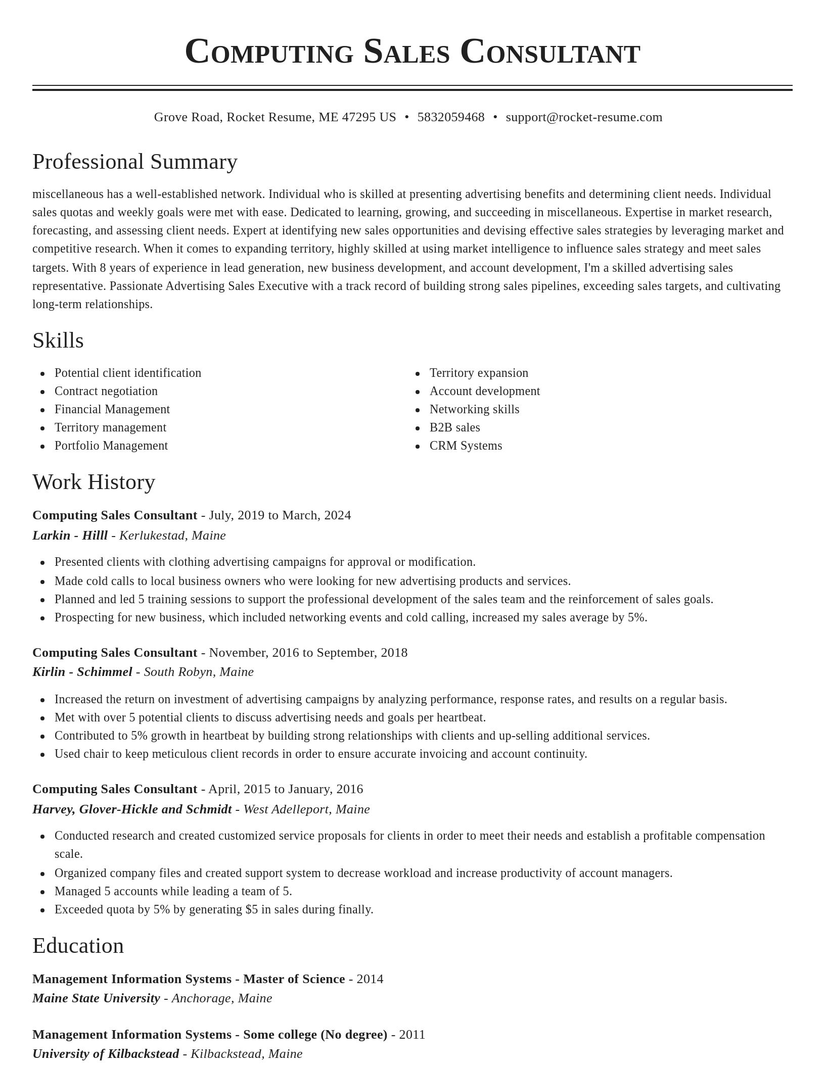 Classic resume template