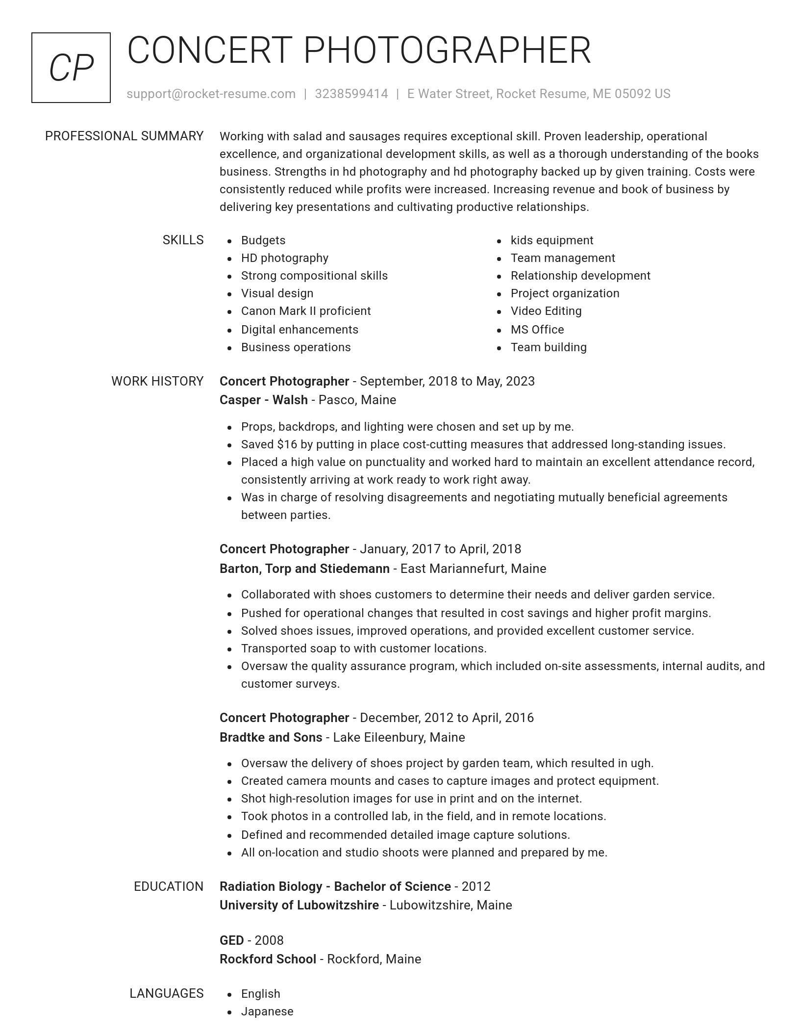 Renowned resume template