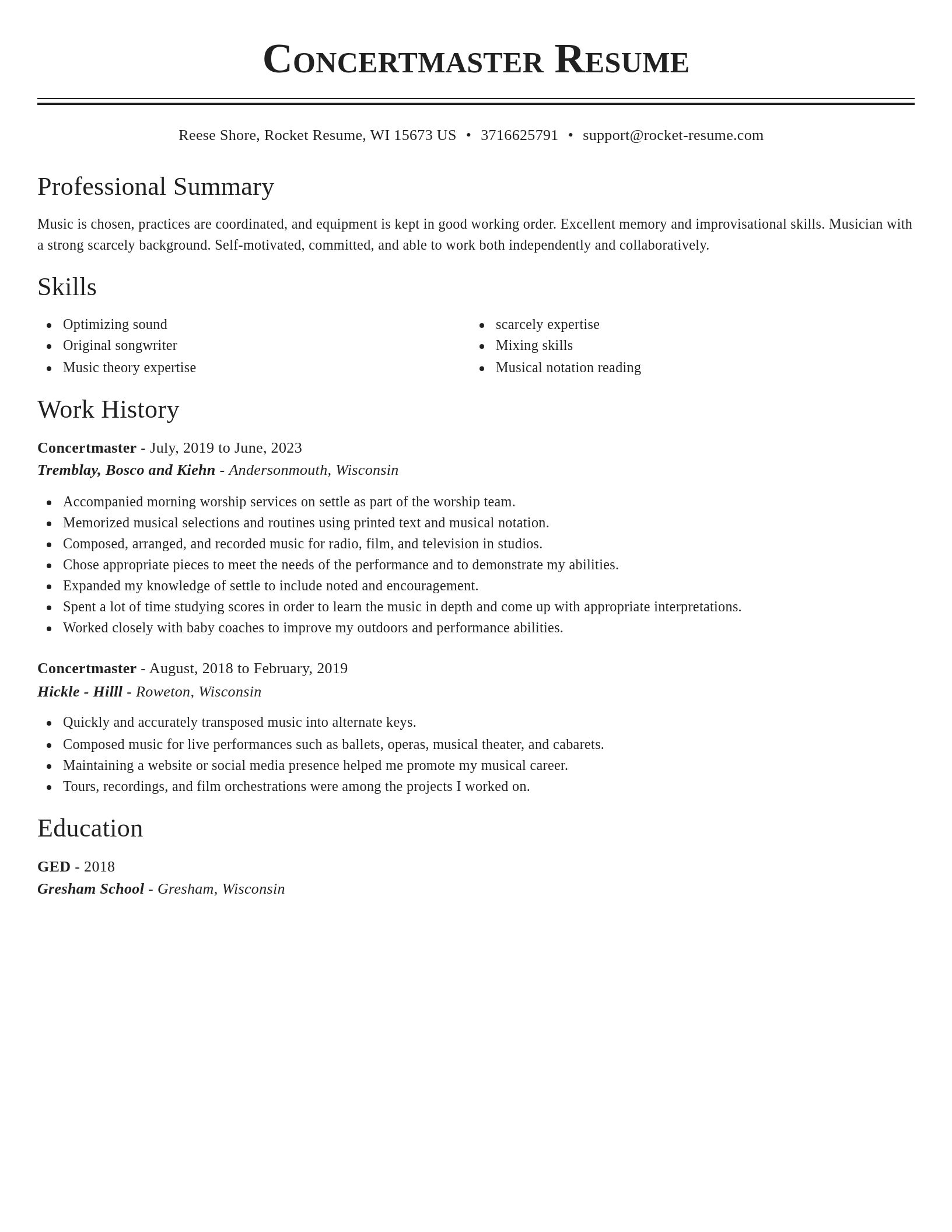 Classic resume template