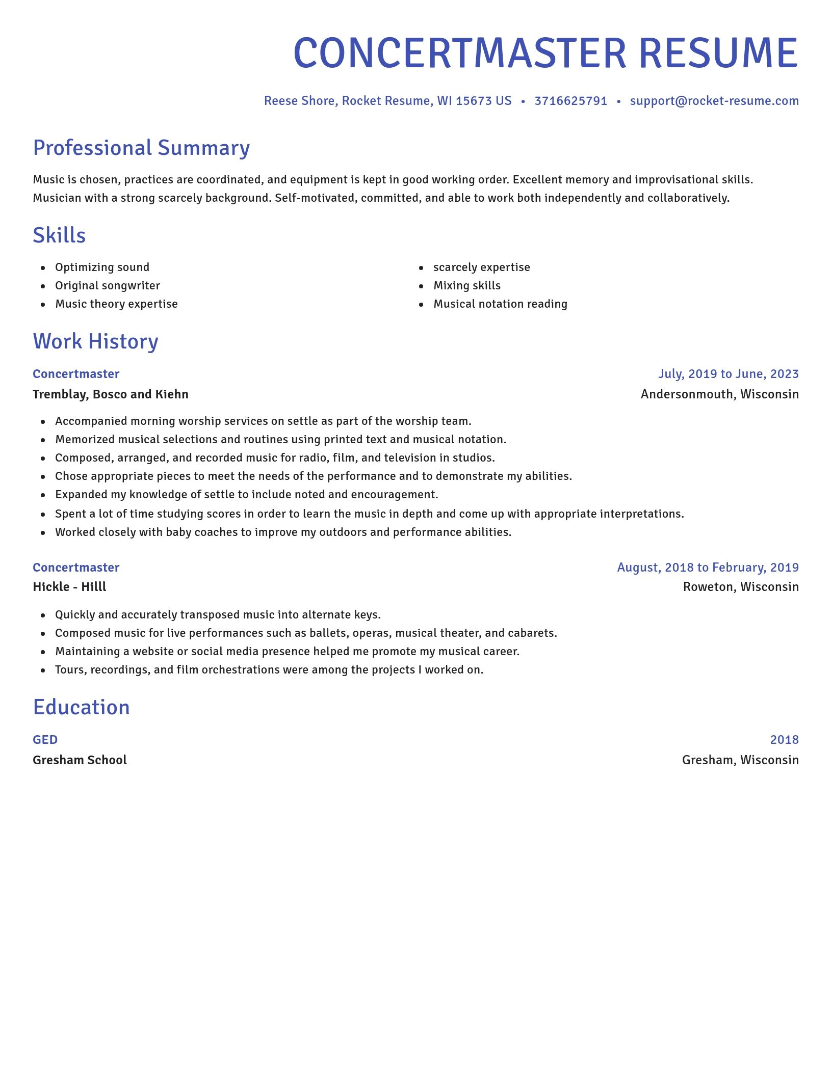 Novel resume template
