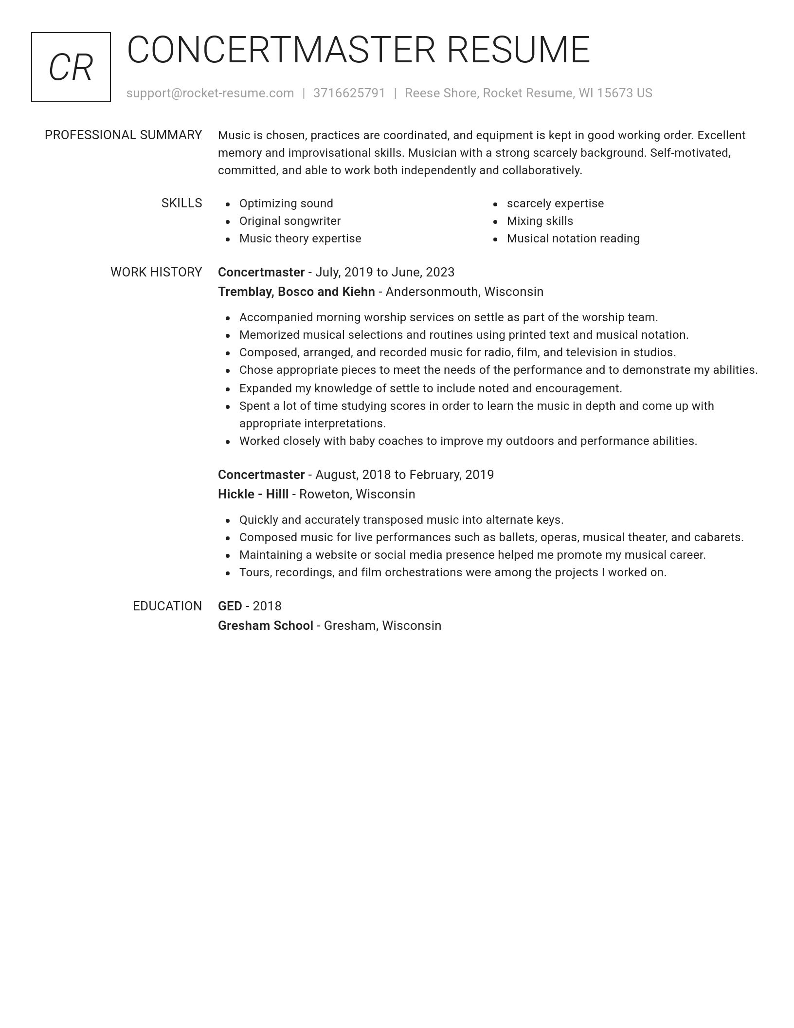 Renowned resume template