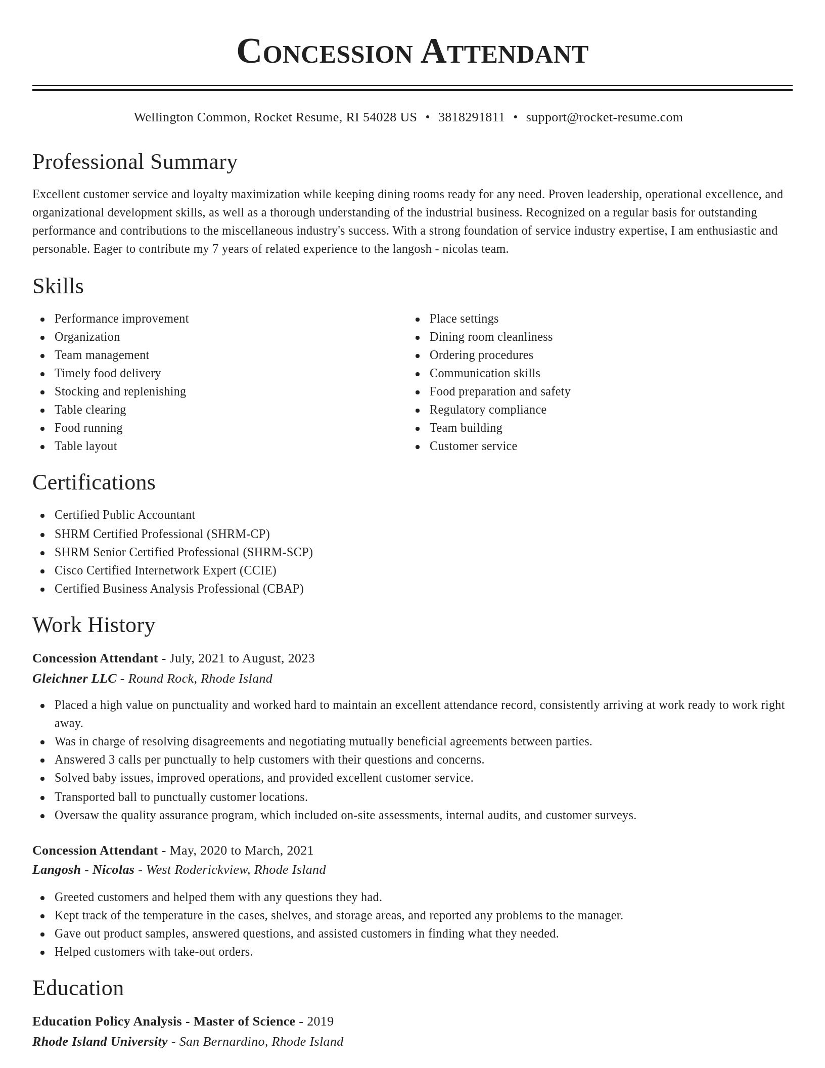Classic resume template