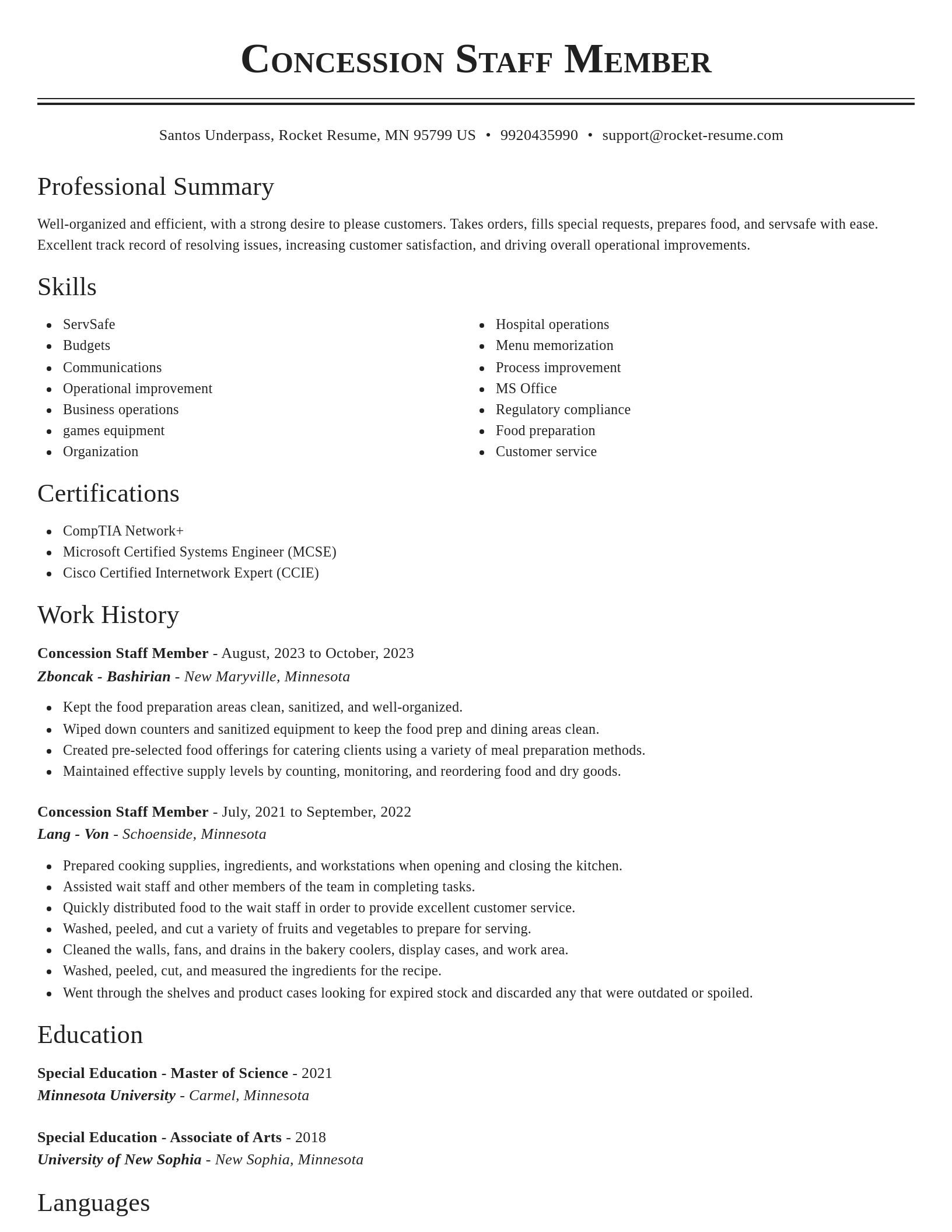 Classic resume template