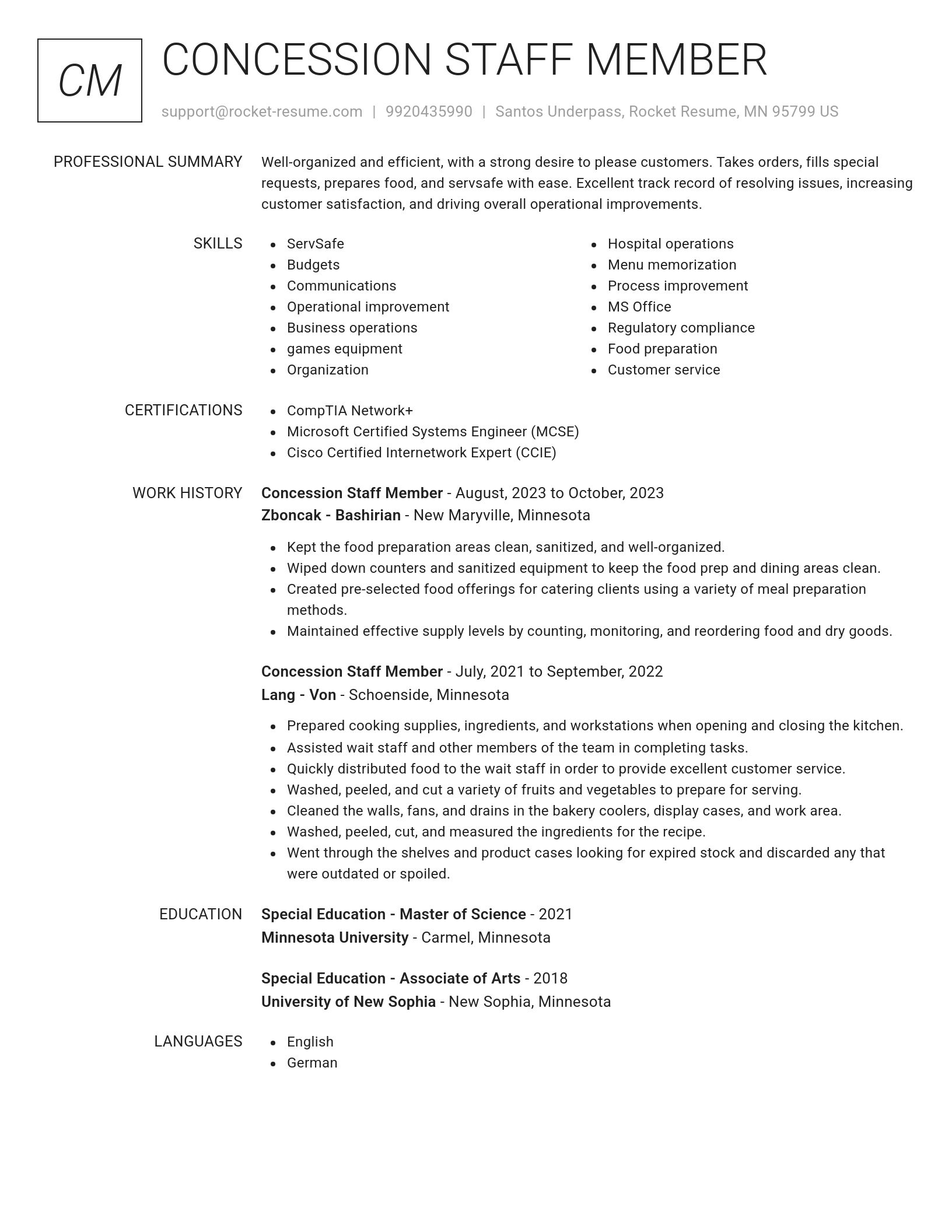 Renowned resume template