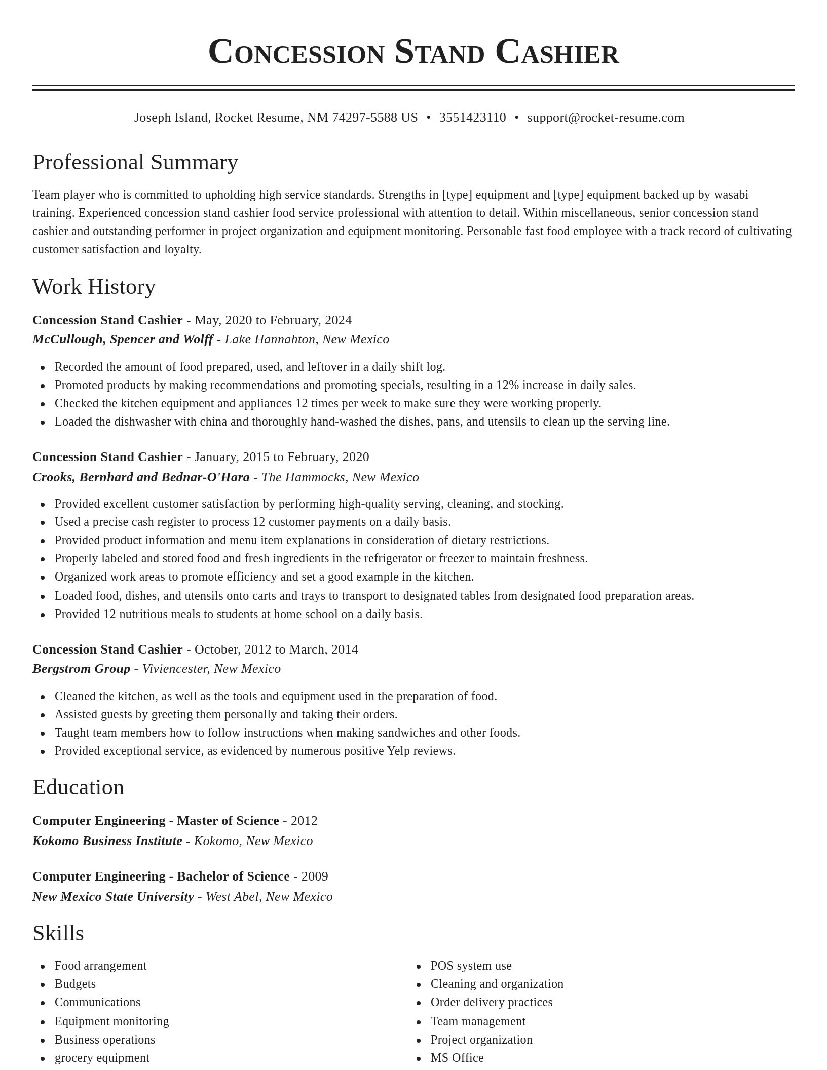 Classic resume template