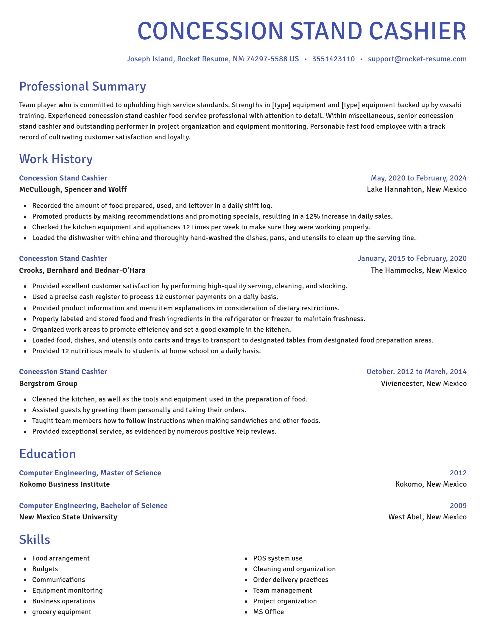 Novel resume template