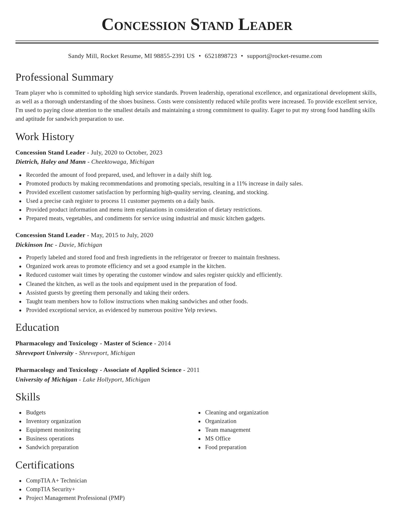Classic resume template