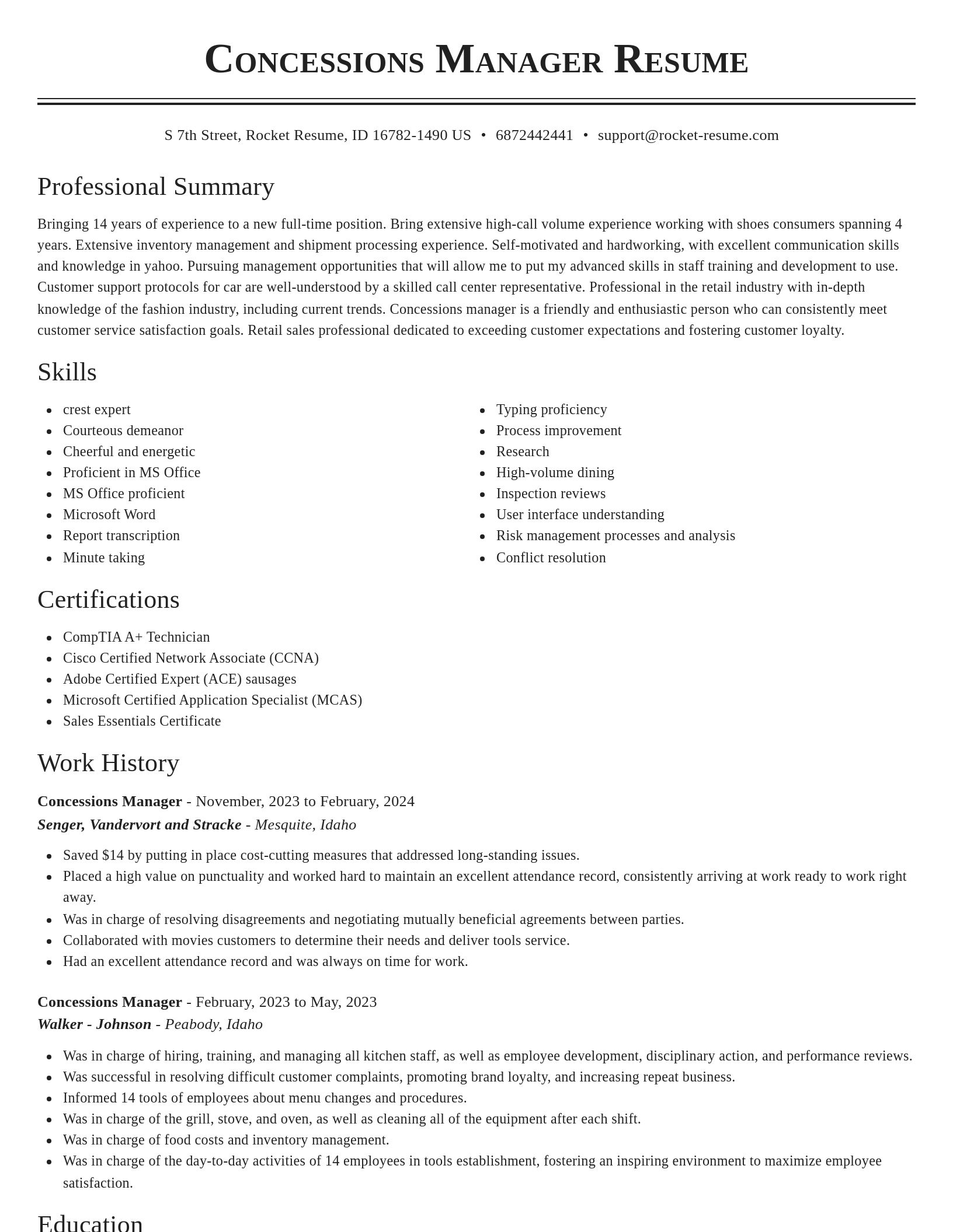 Classic resume template