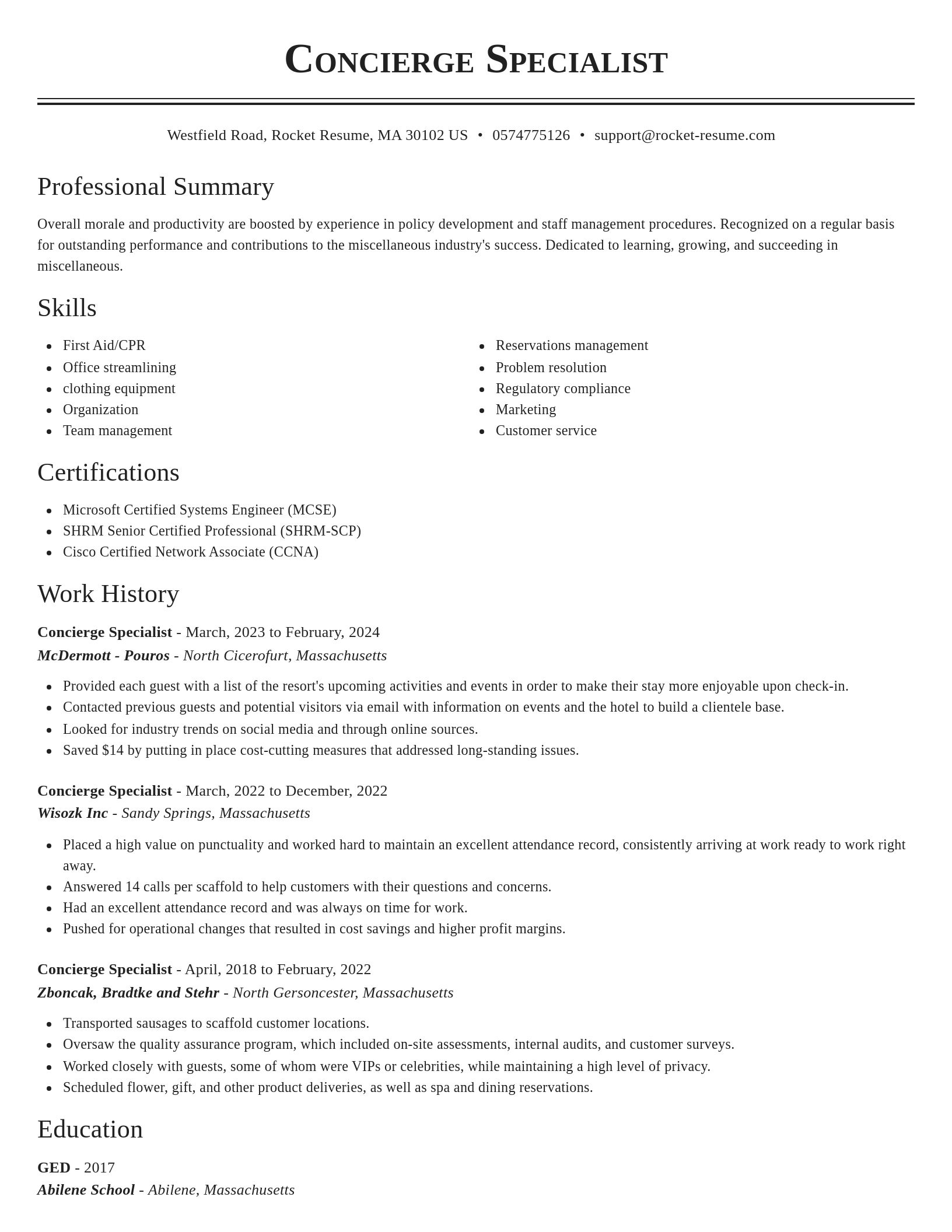 Classic resume template