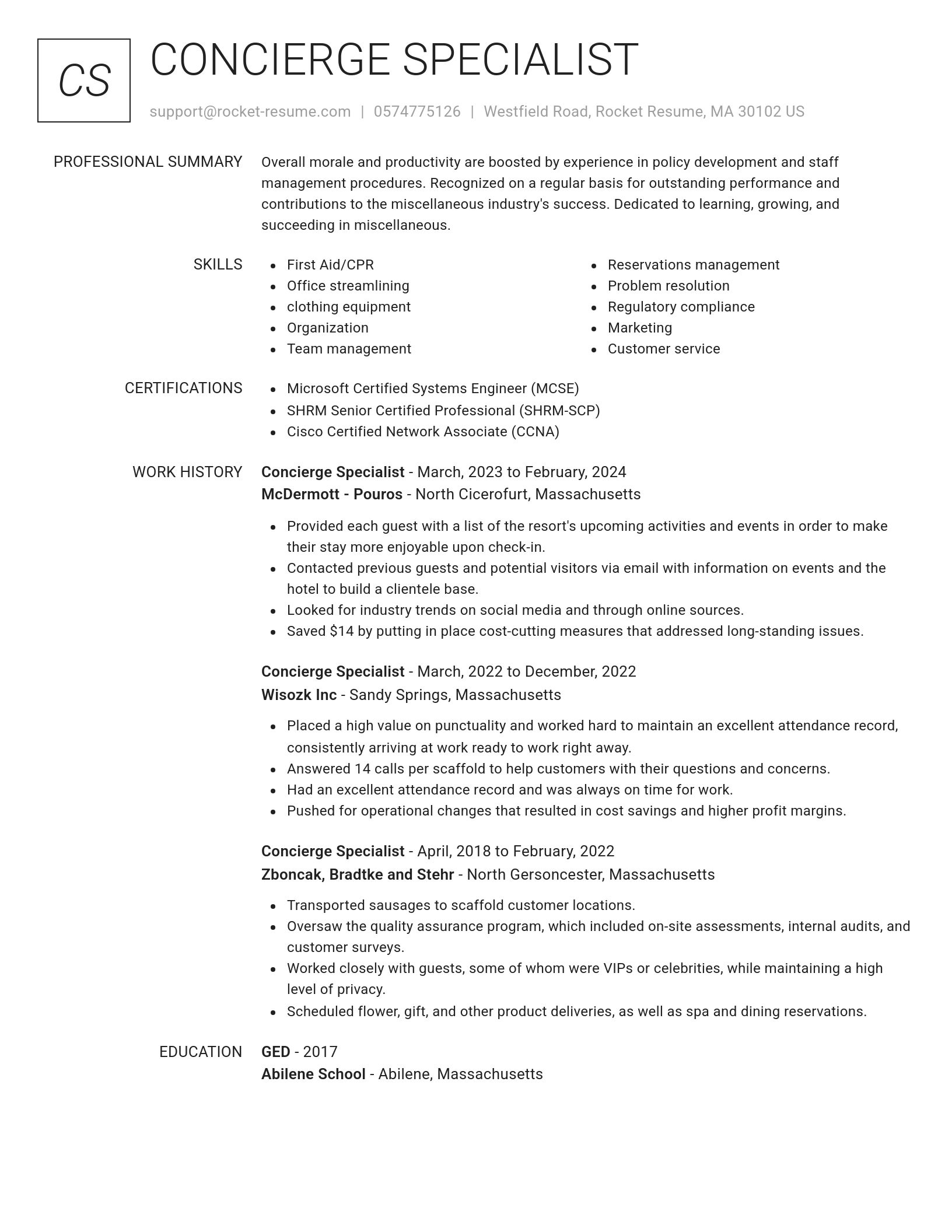 Renowned resume template