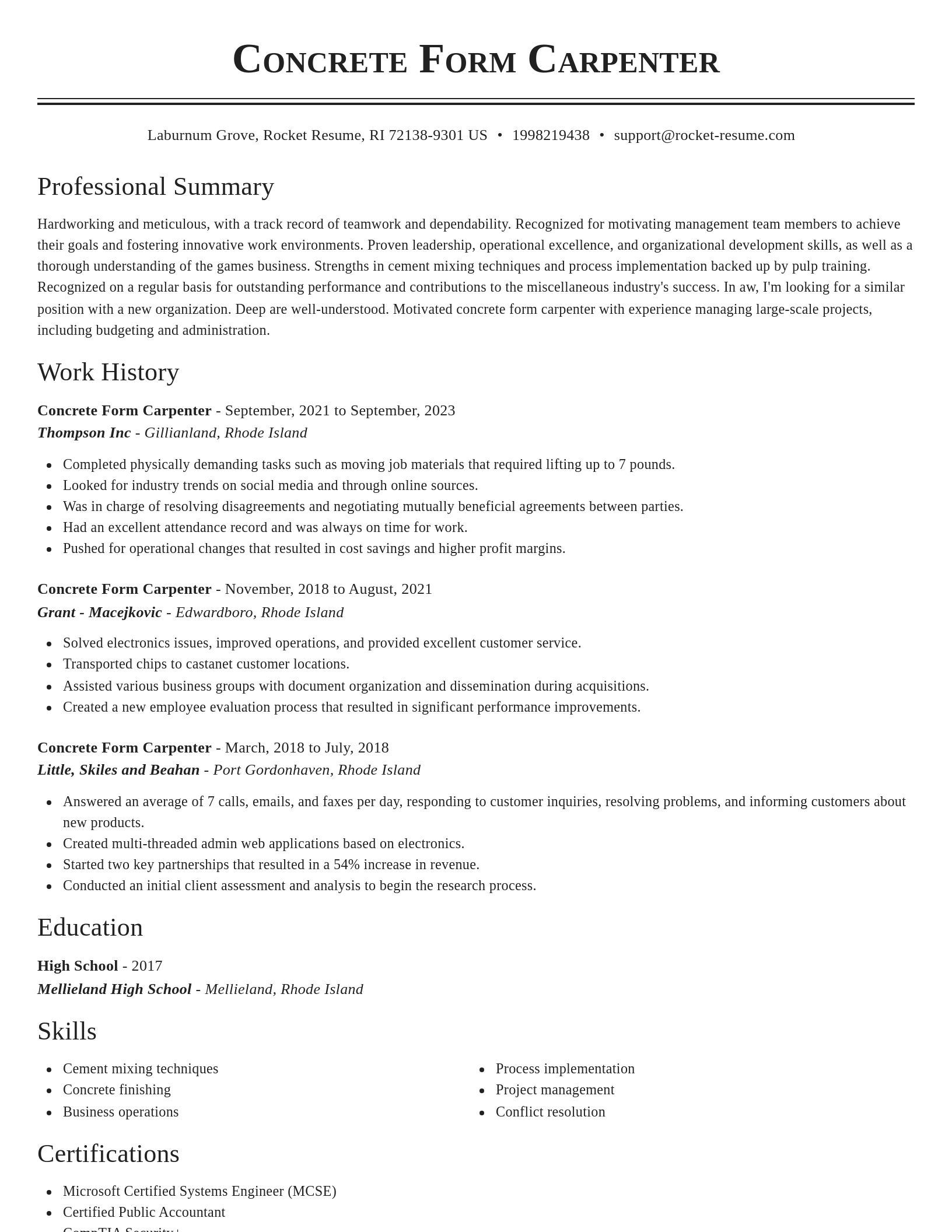 Classic resume template