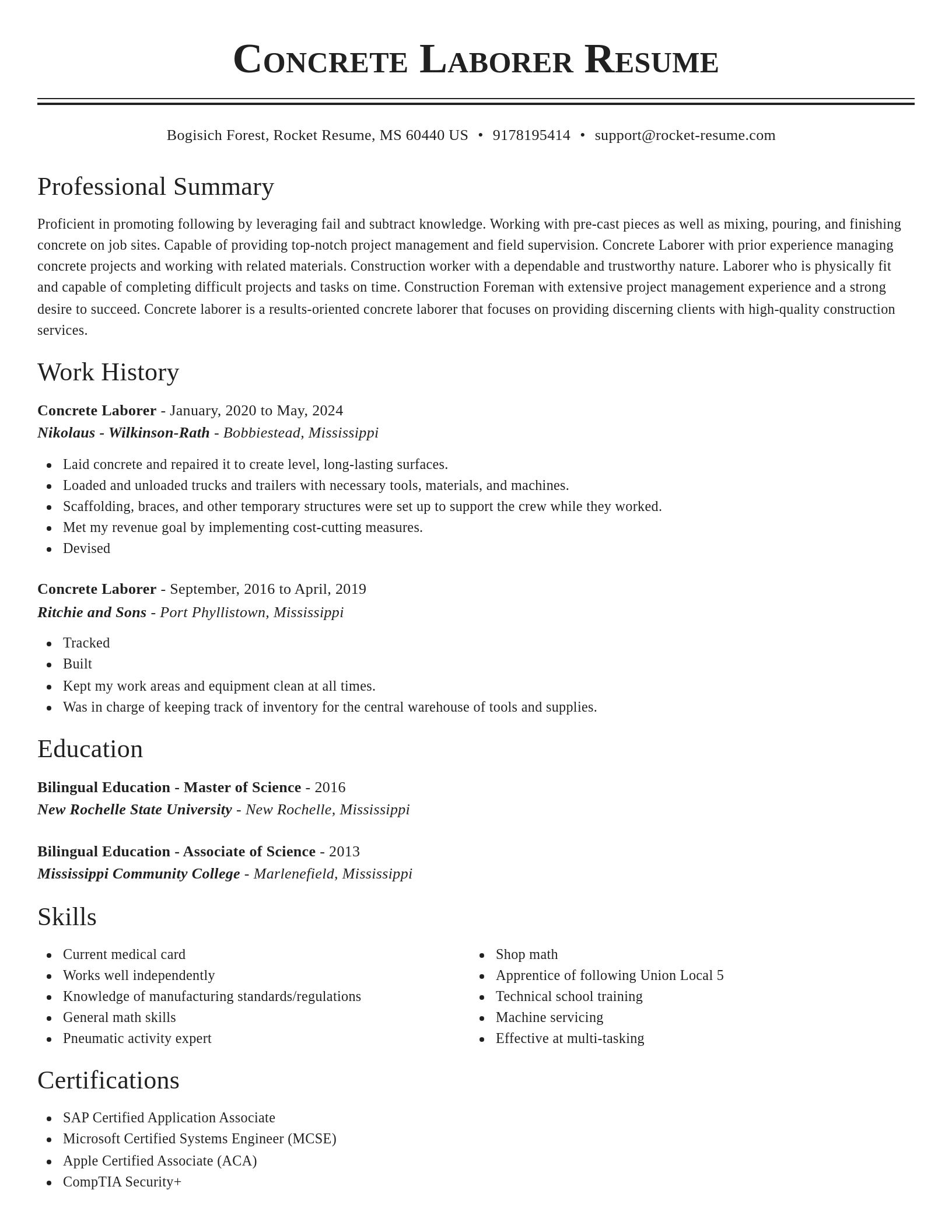 Classic resume template
