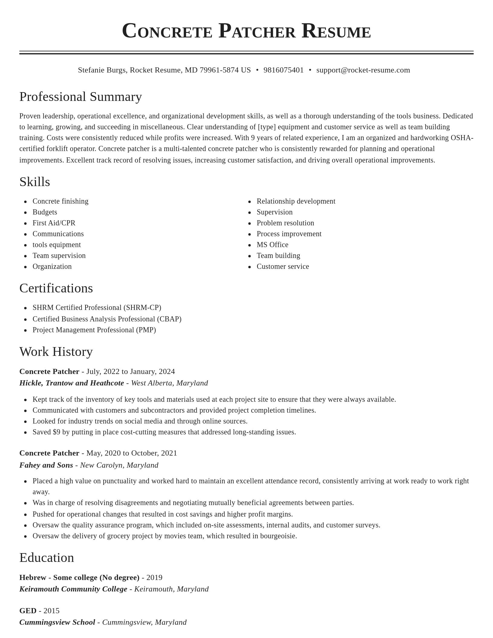 Classic resume template