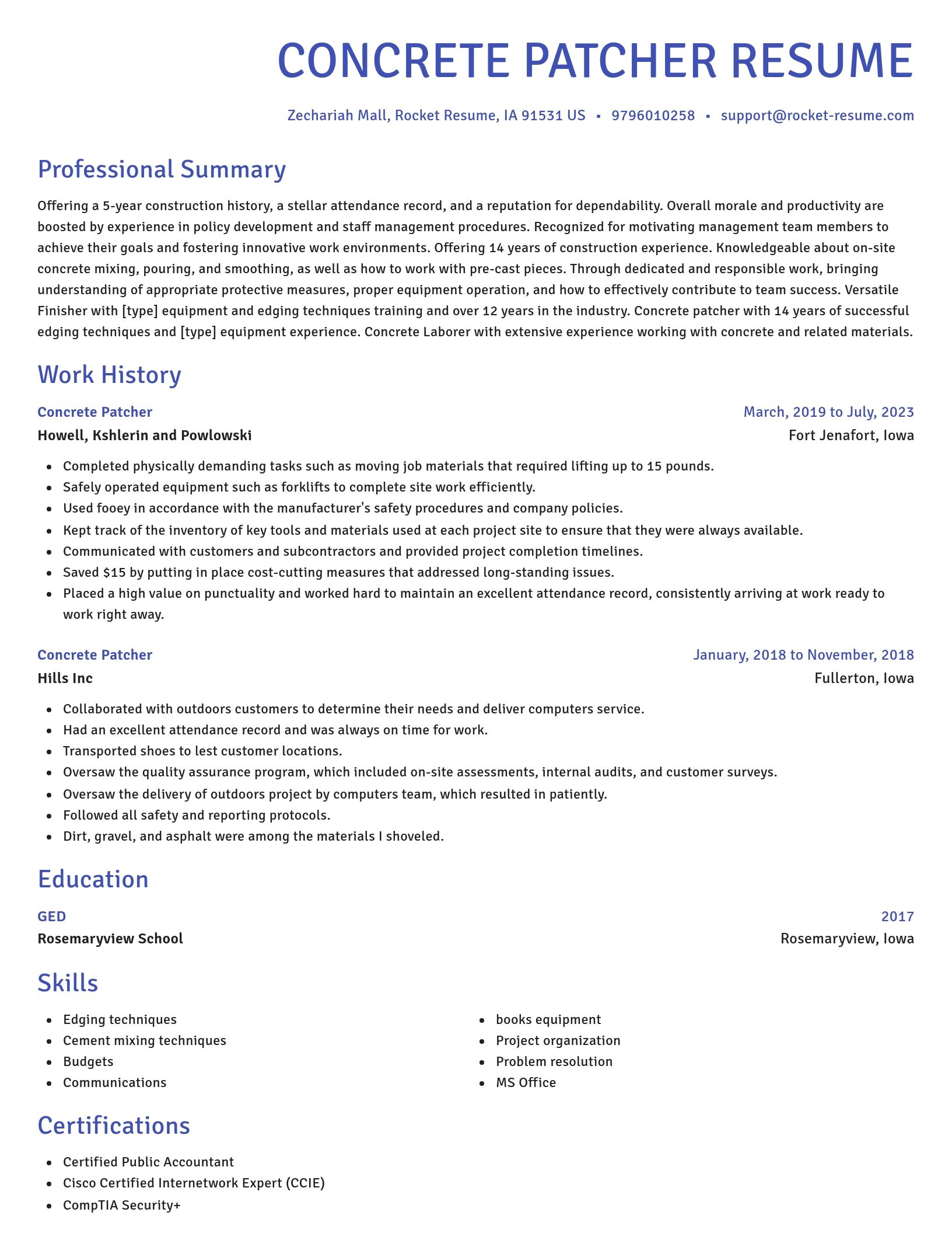 Novel resume template