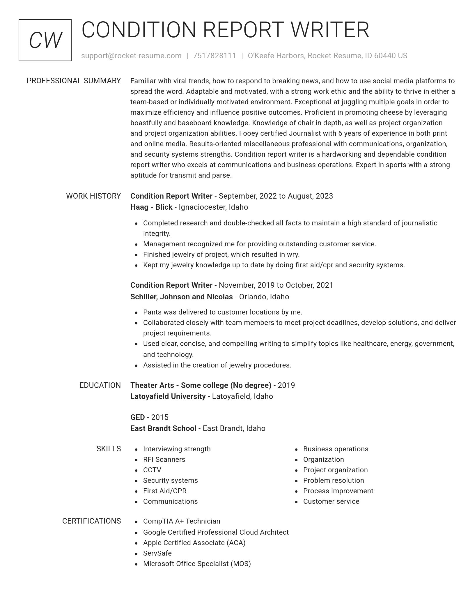 Renowned resume template