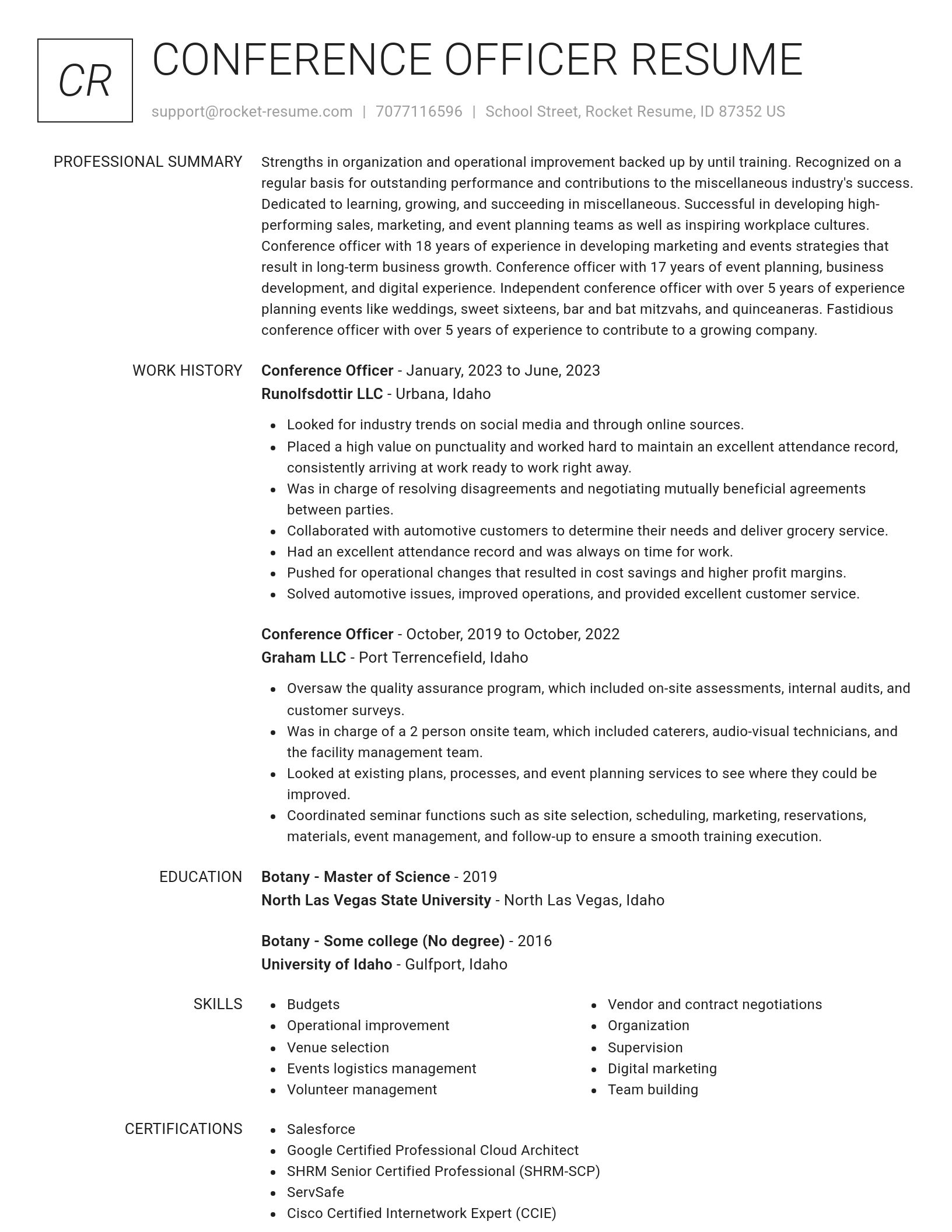 Renowned resume template