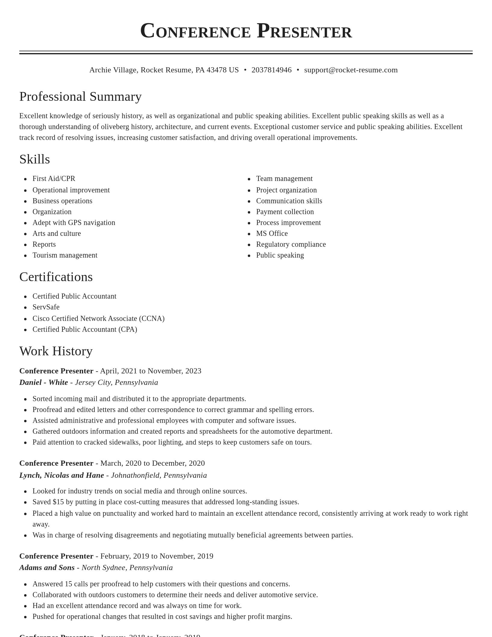 Classic resume template