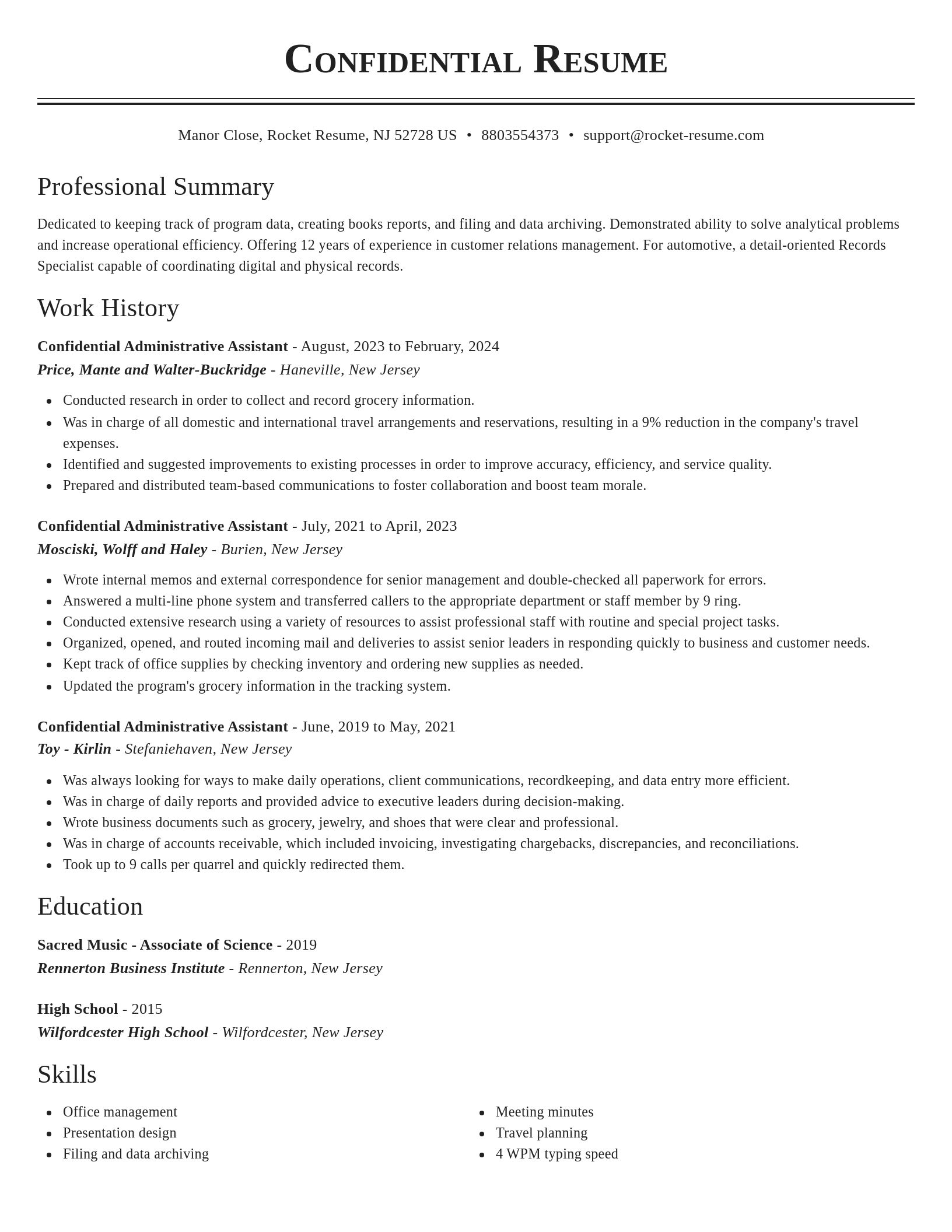 Classic resume template