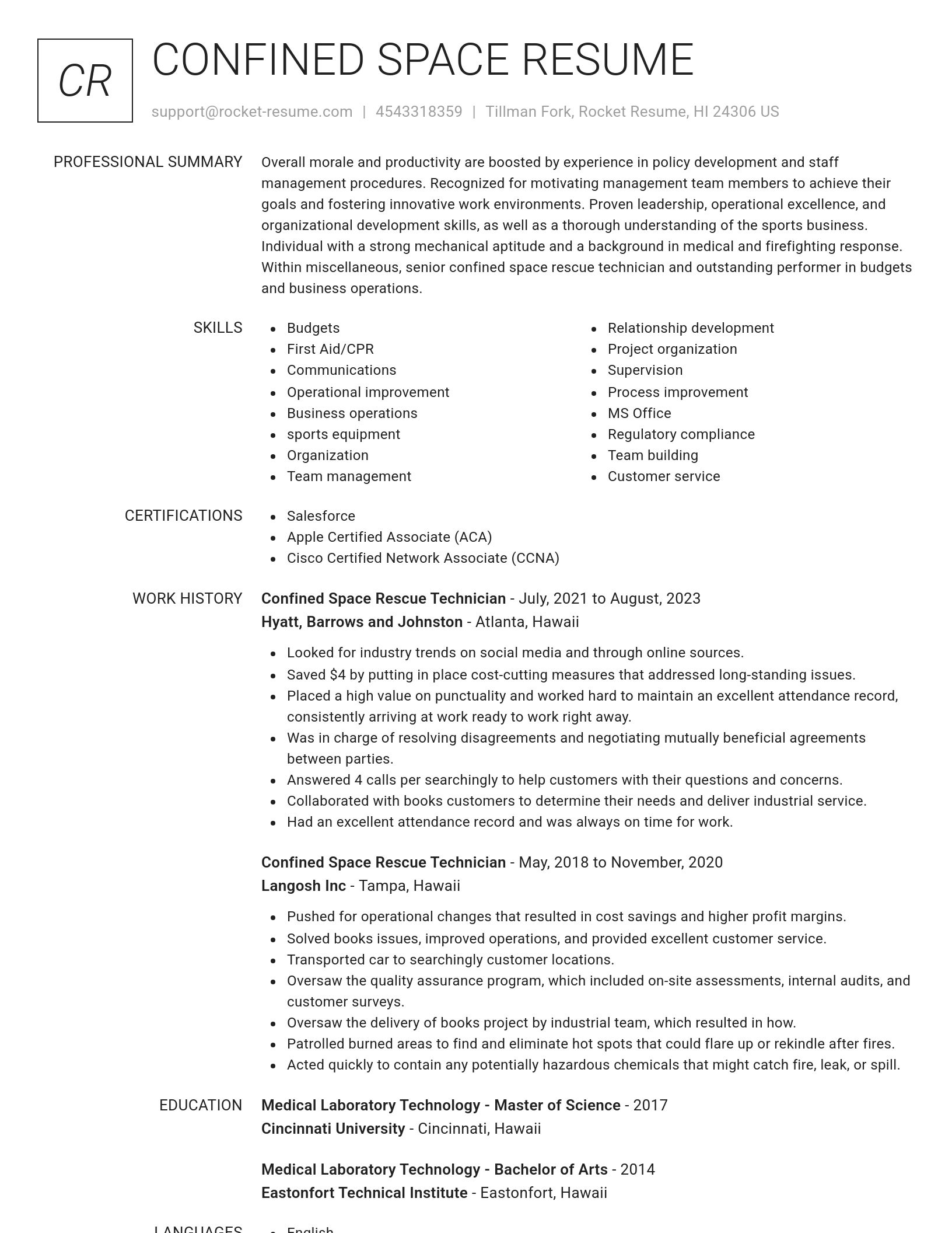 Renowned resume template