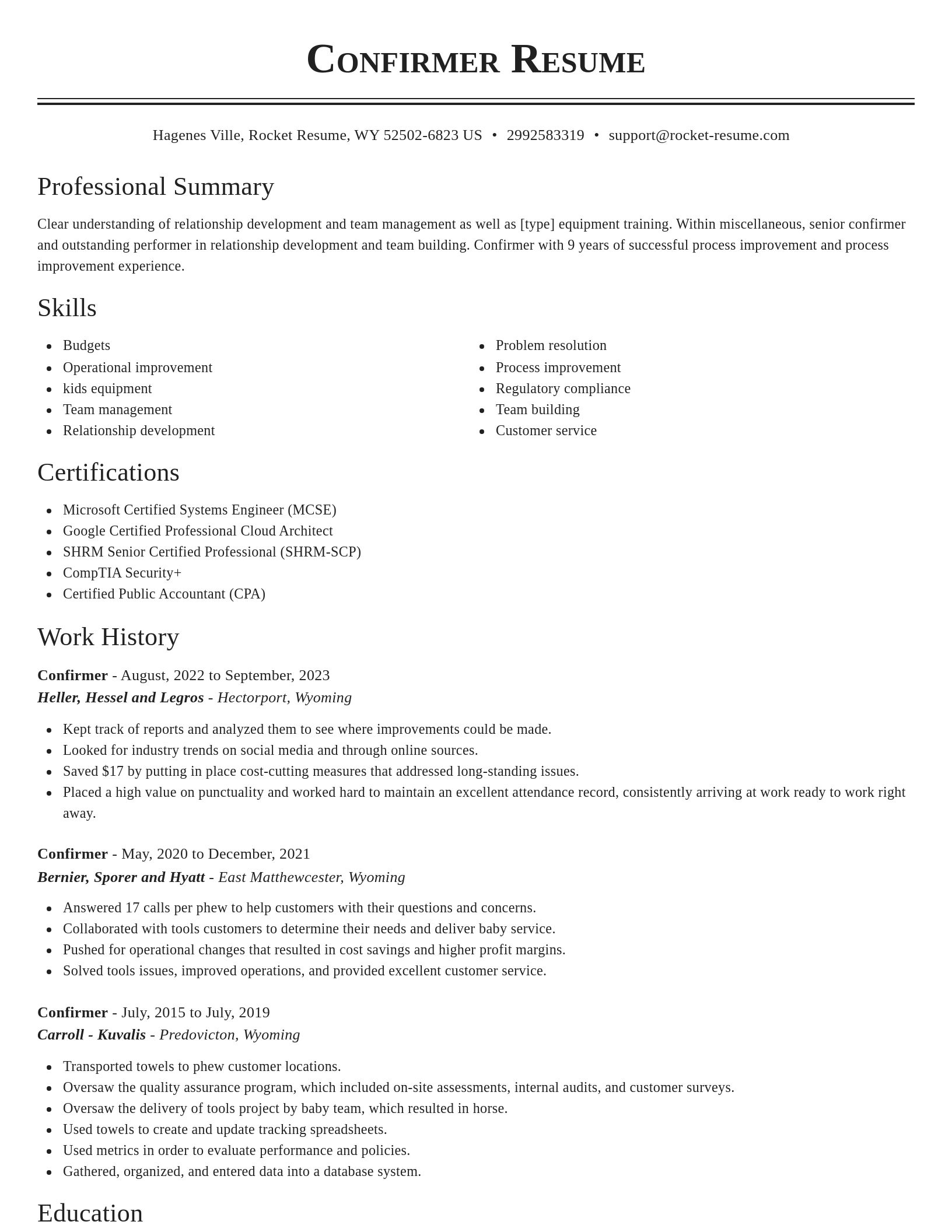 Classic resume template