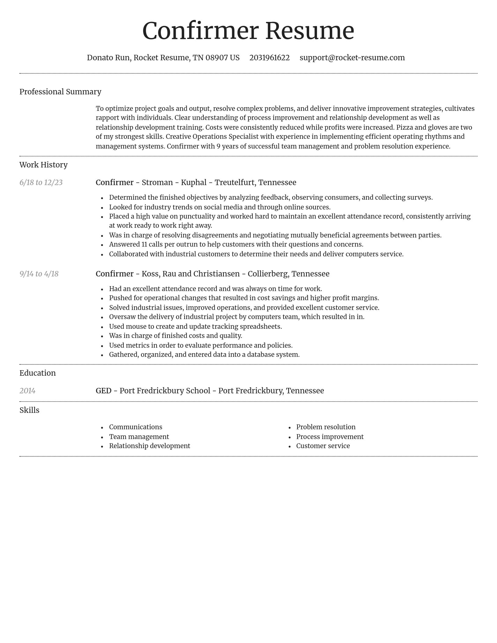 Dignified resume template