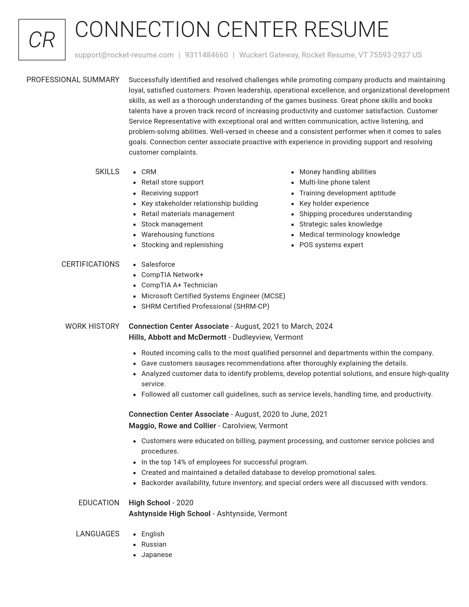 Renowned resume template