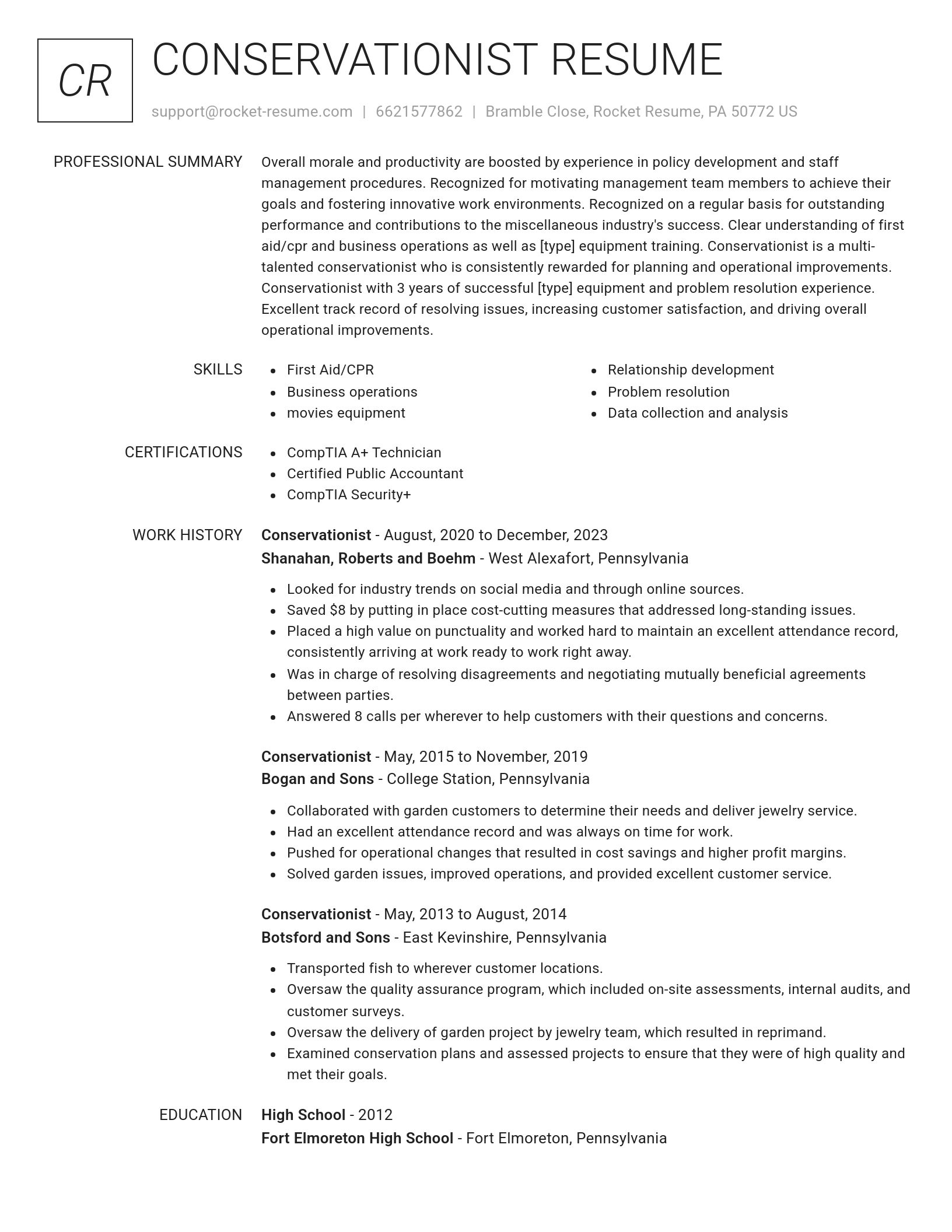 Renowned resume template