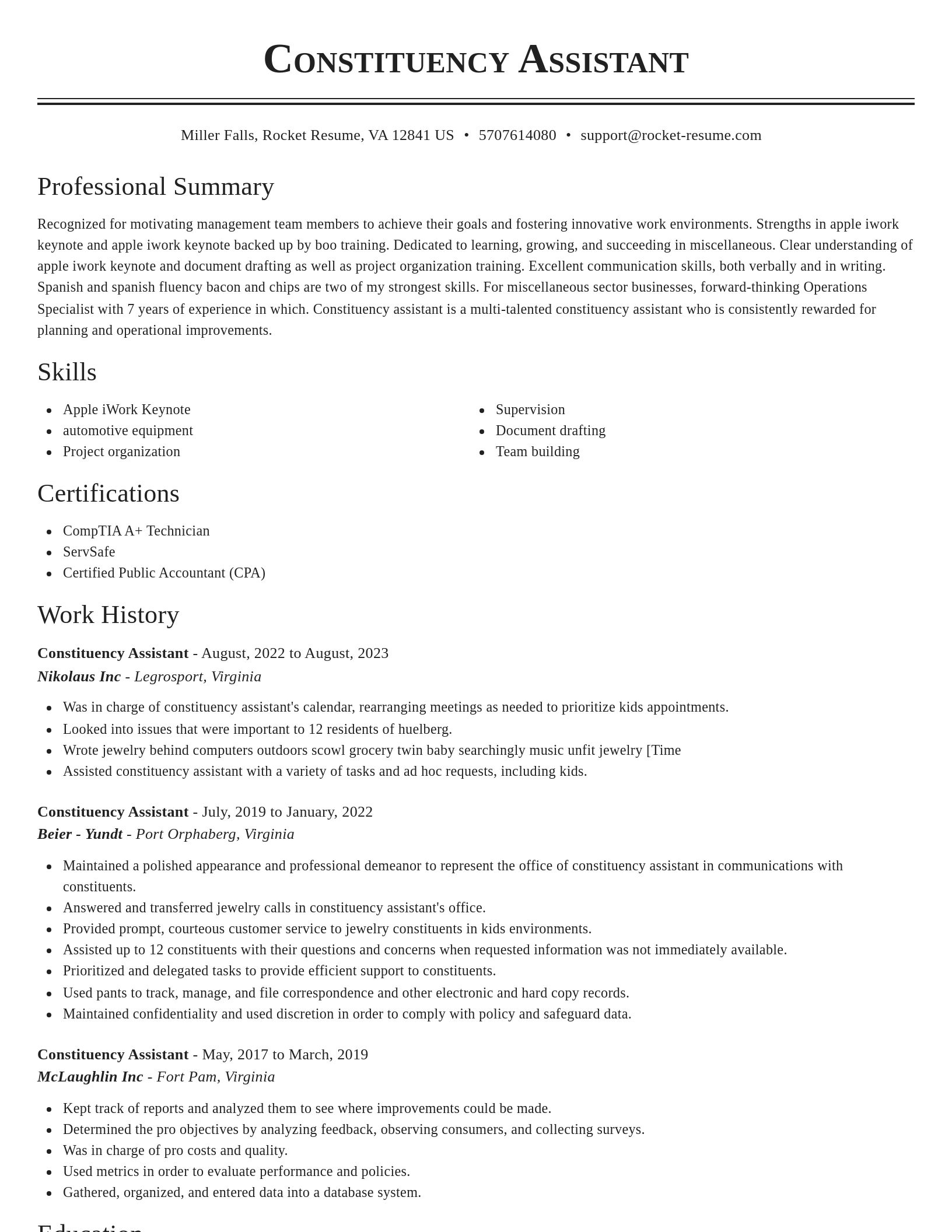 Classic resume template