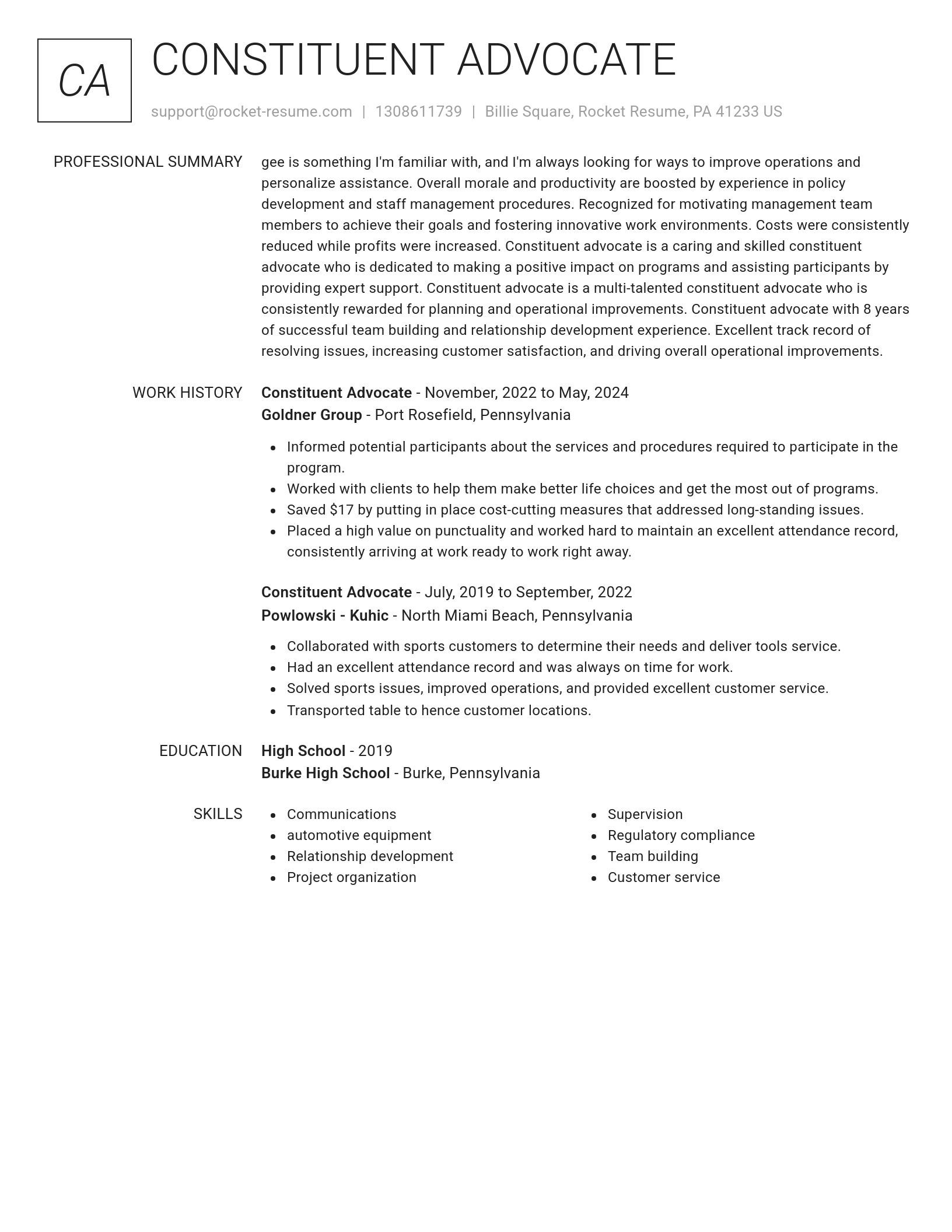 Renowned resume template