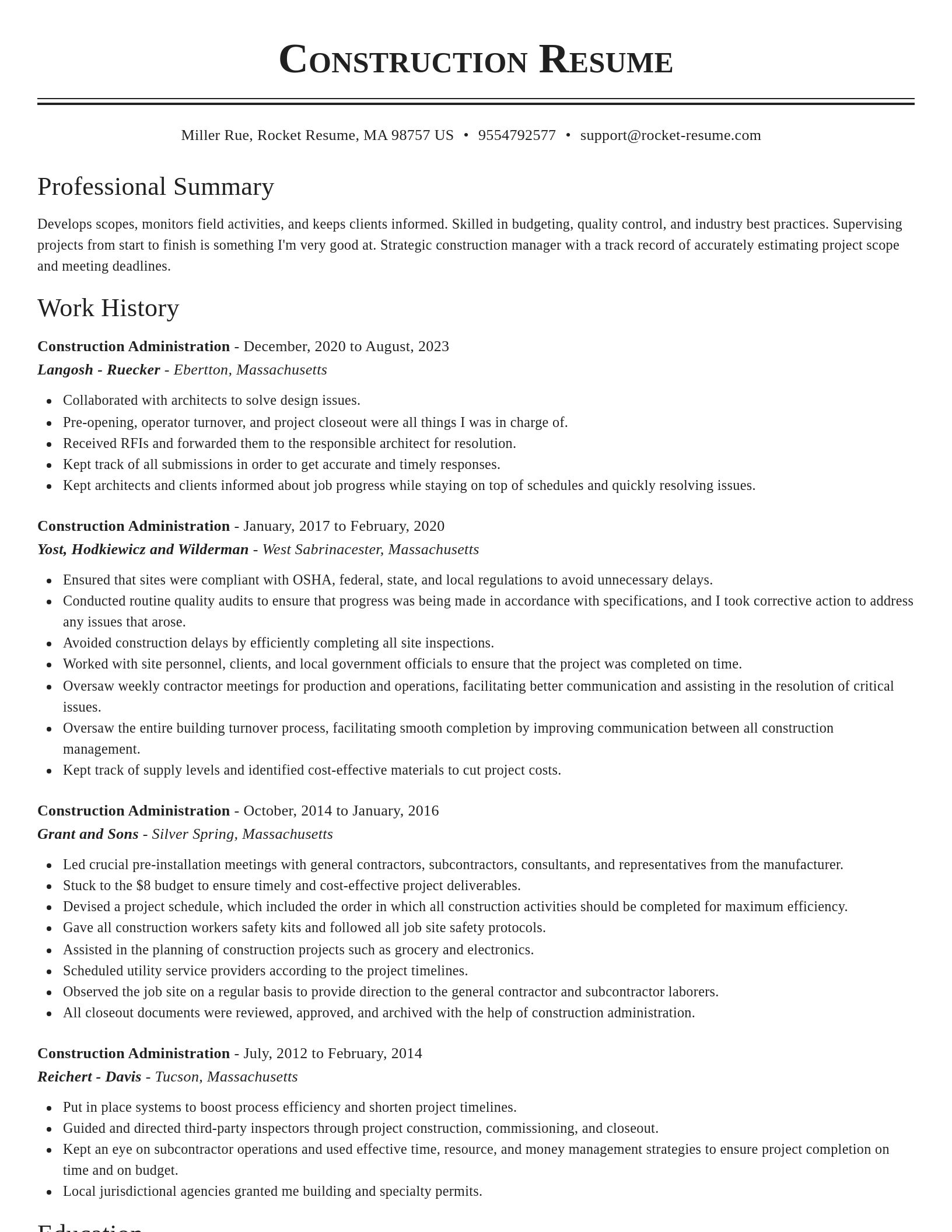 Classic resume template
