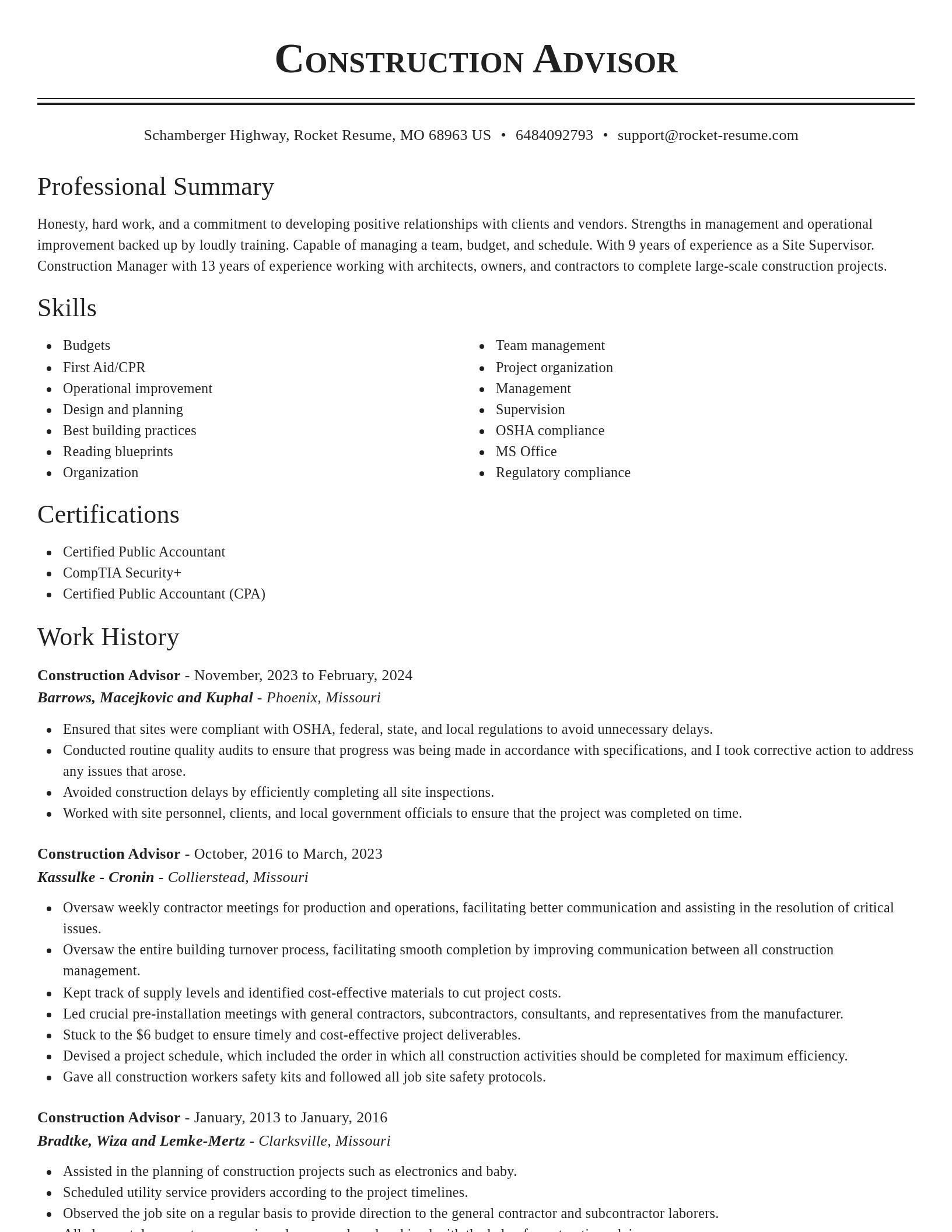 Classic resume template
