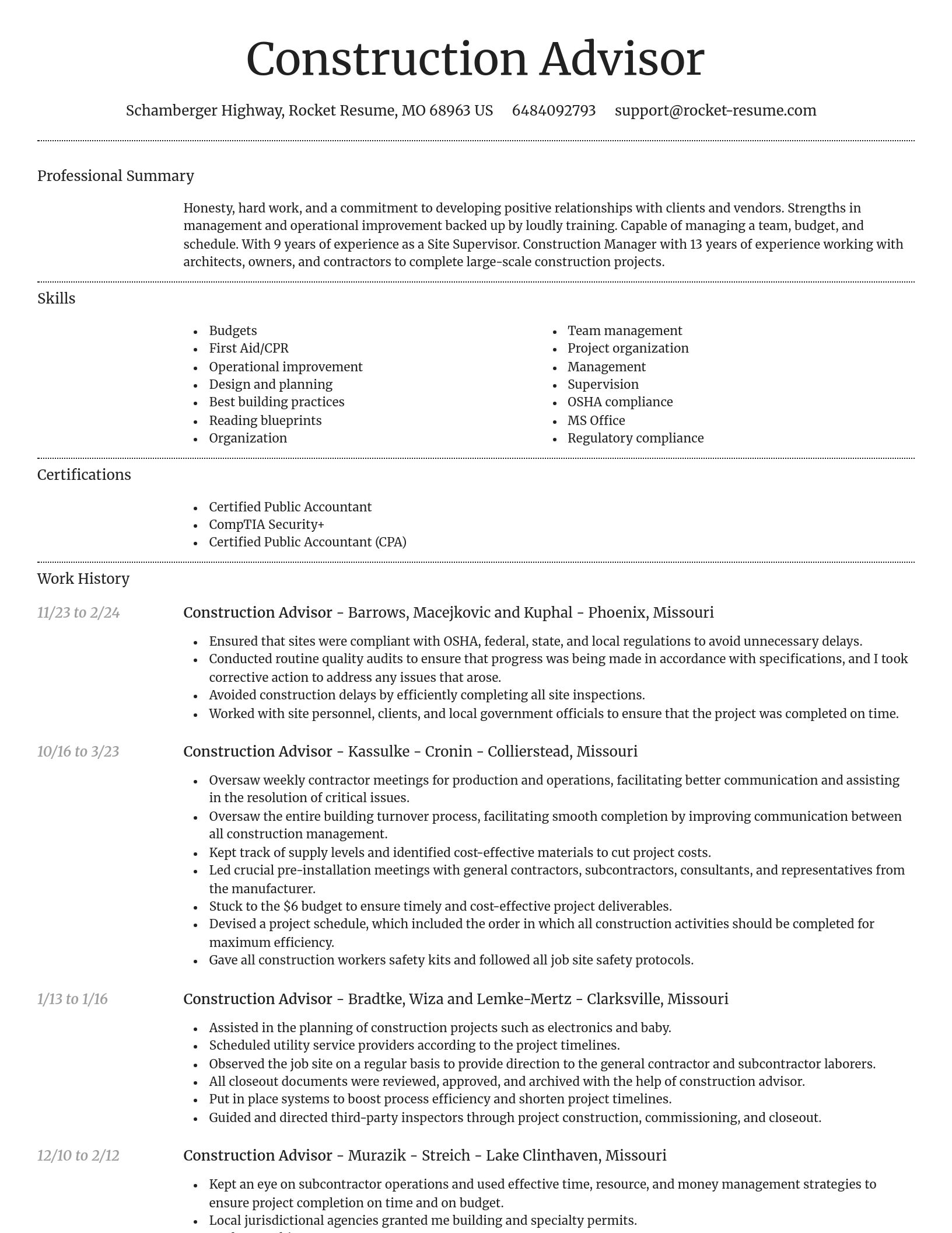 Dignified resume template