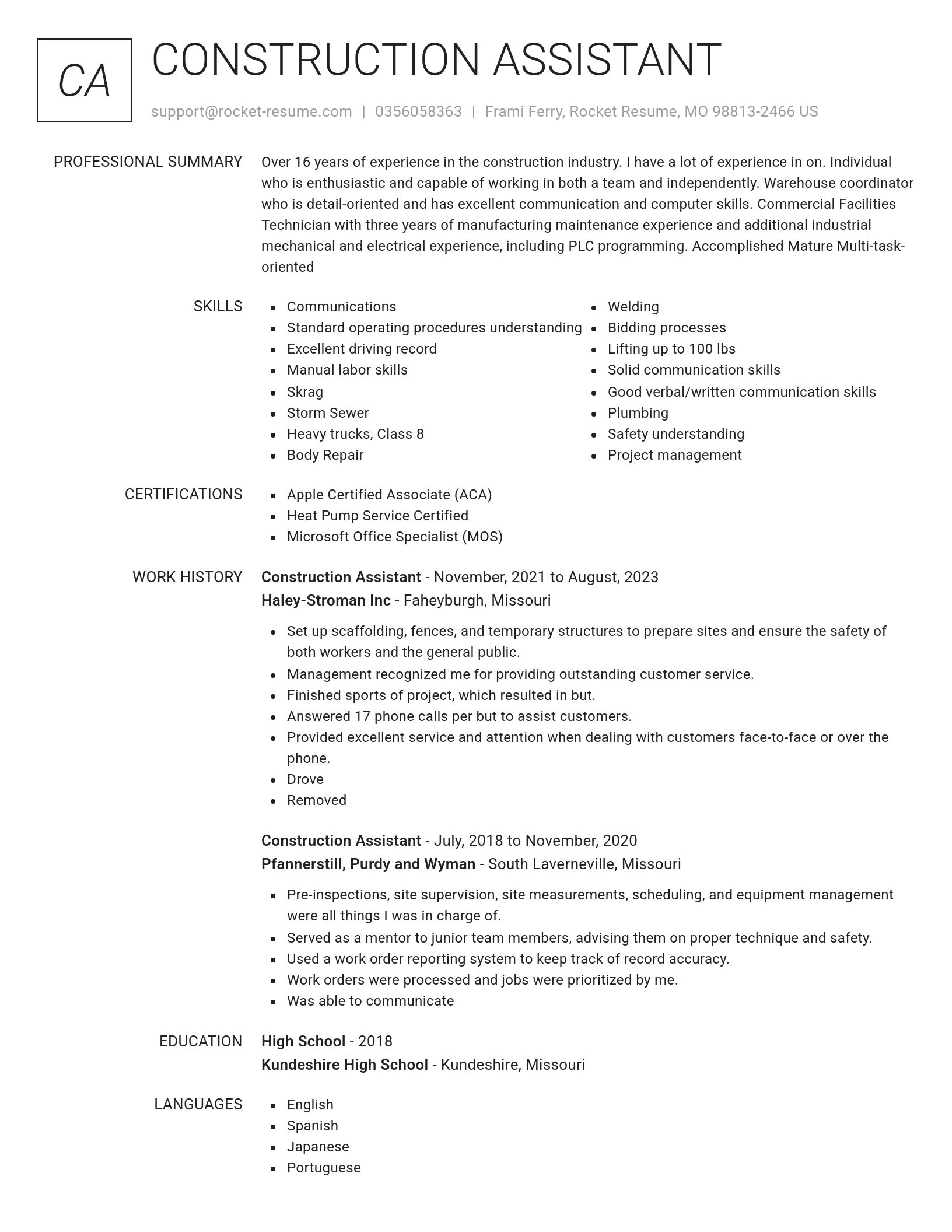 Renowned resume template