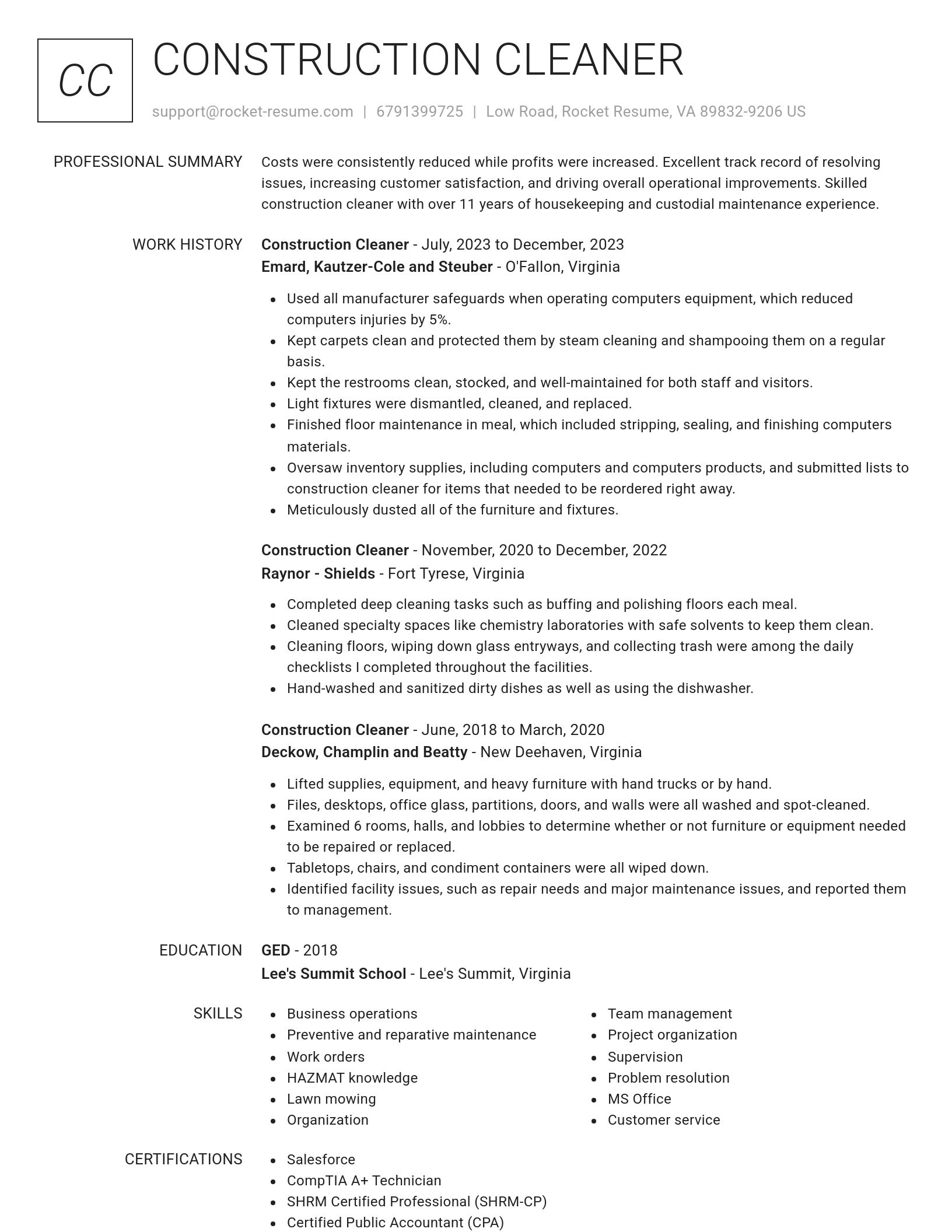 Renowned resume template