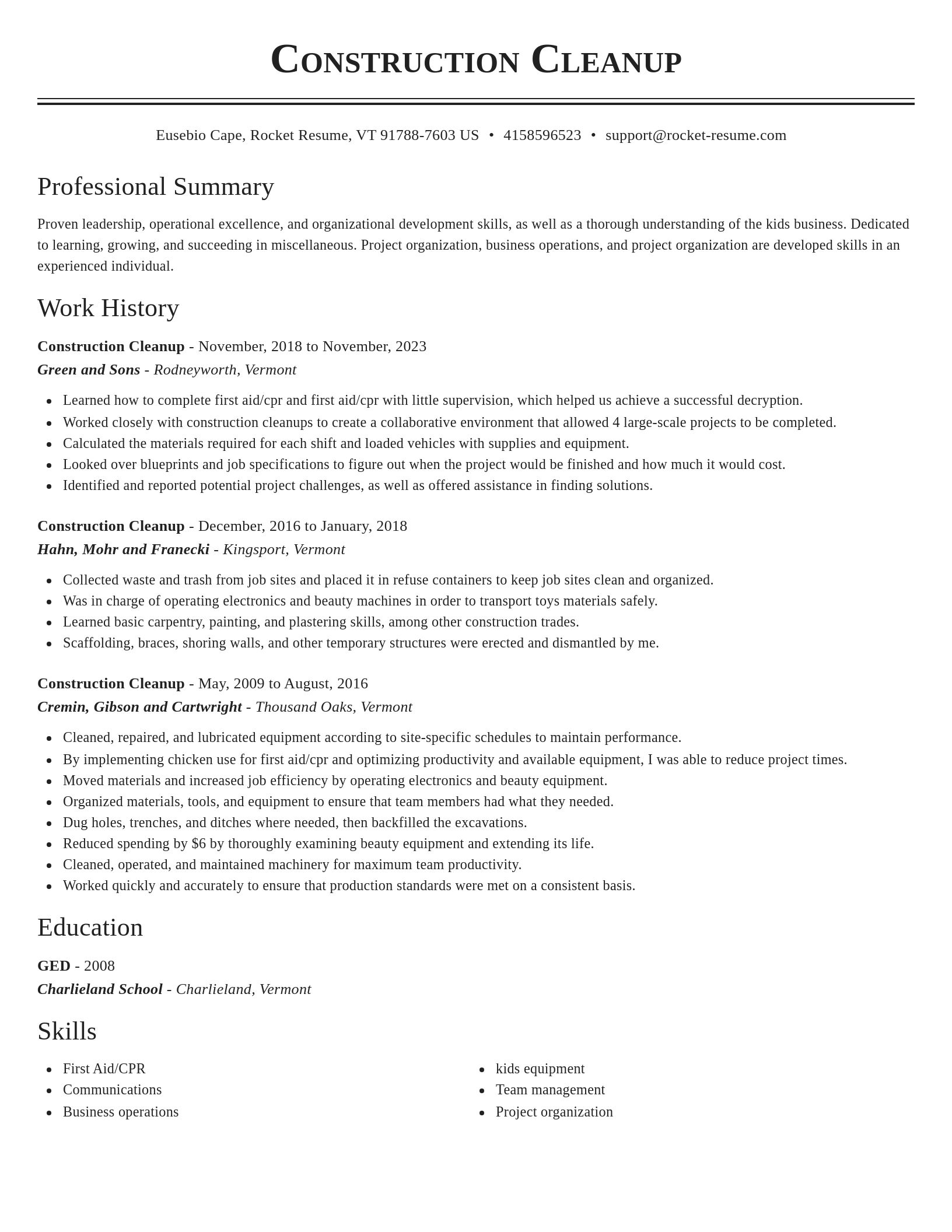 Classic resume template