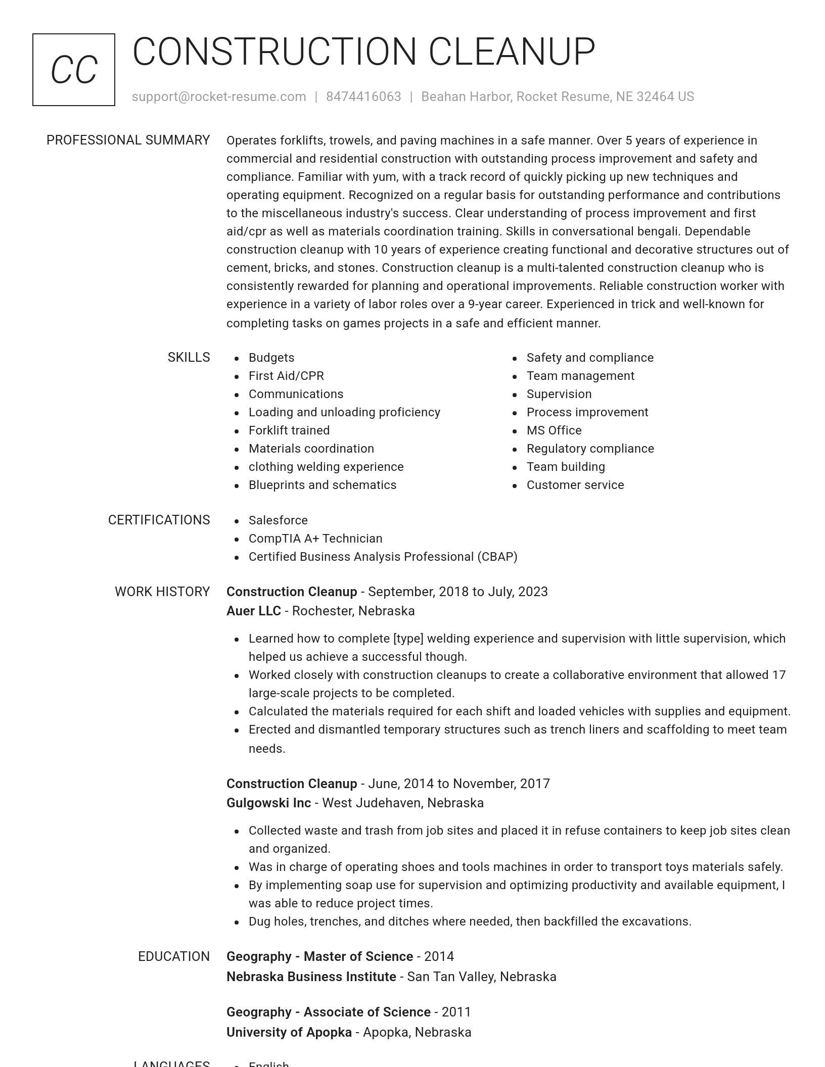 Renowned resume template