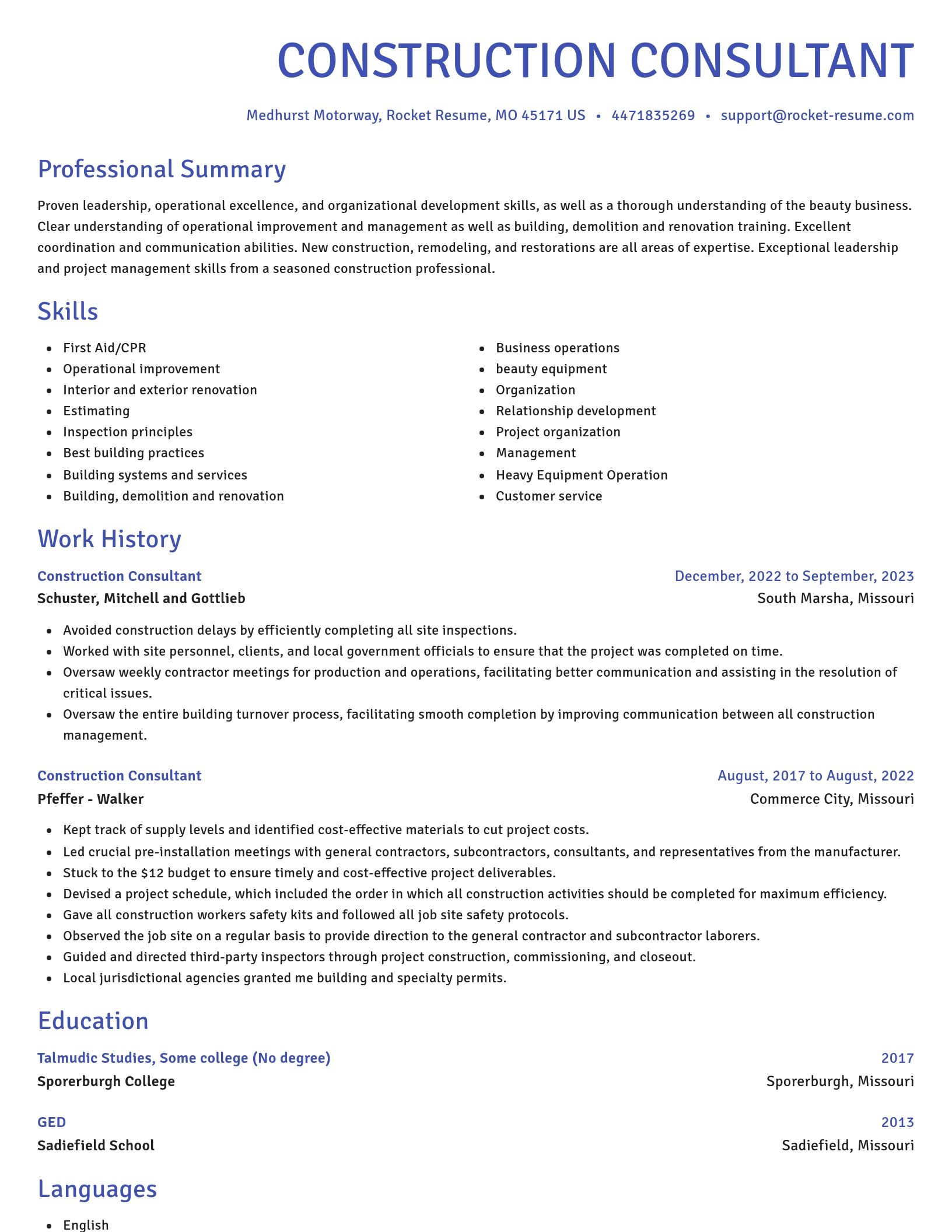 Novel resume template