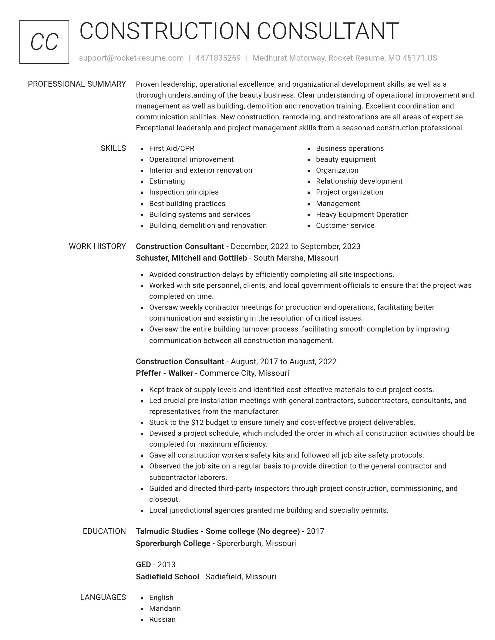 Renowned resume template