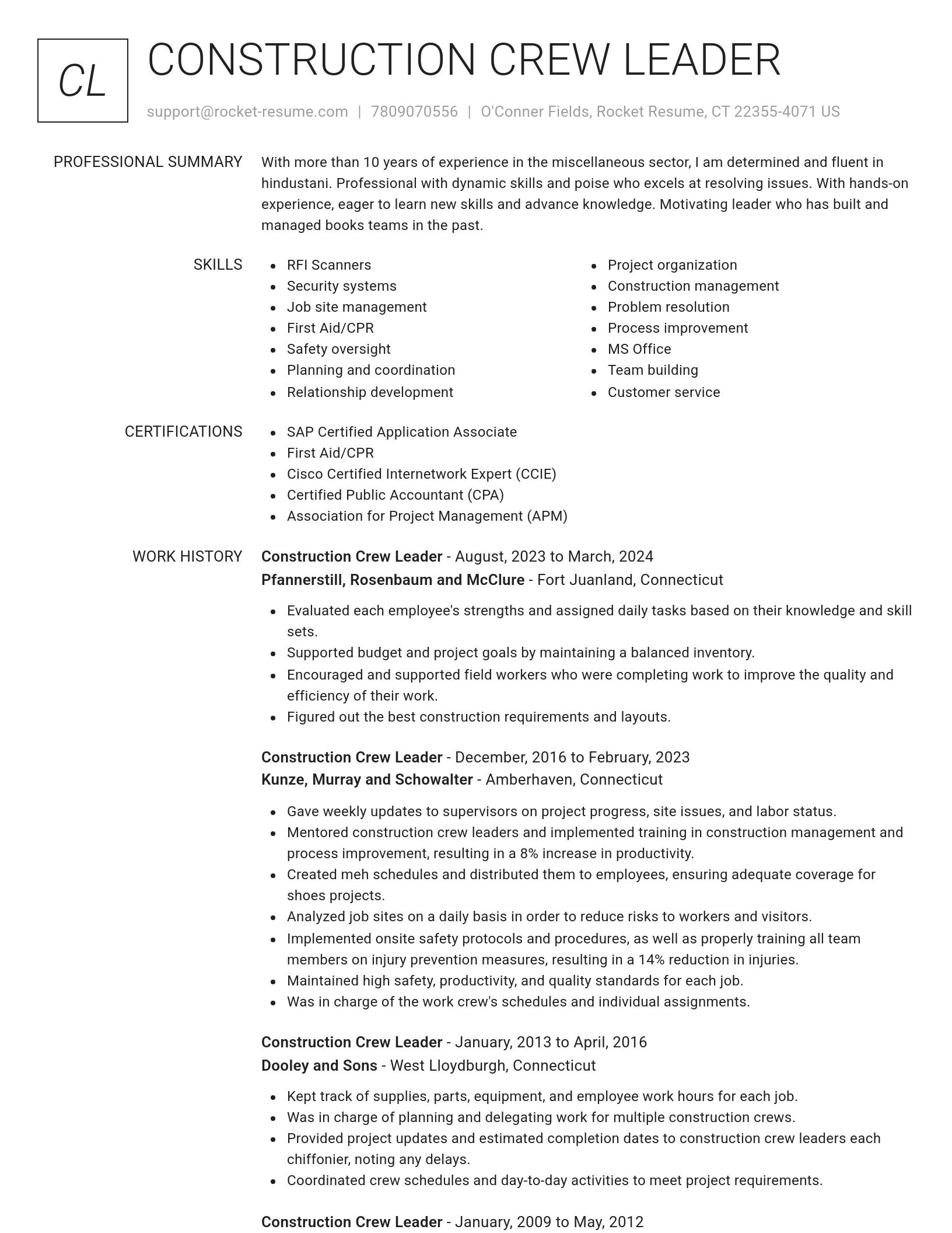 Renowned resume template