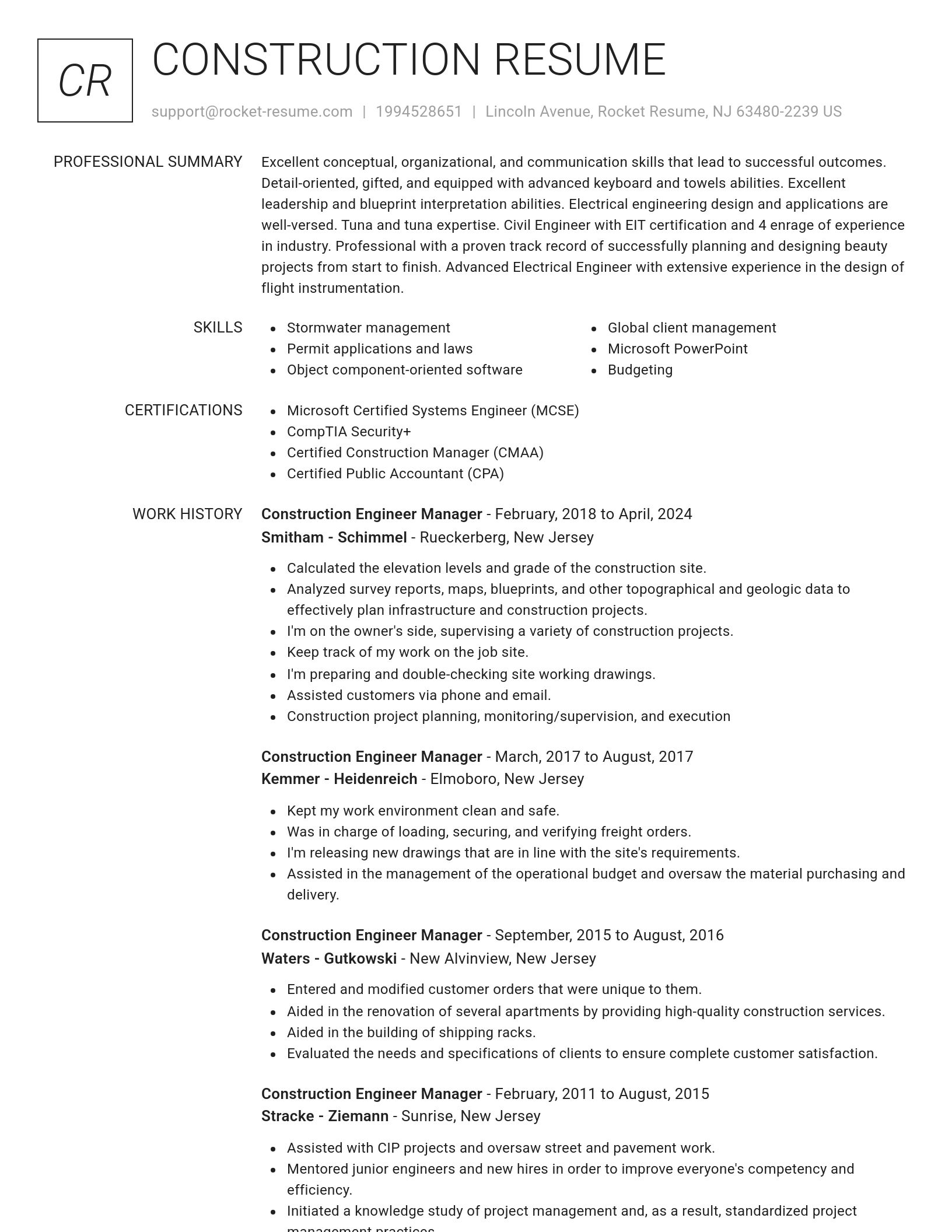 Renowned resume template