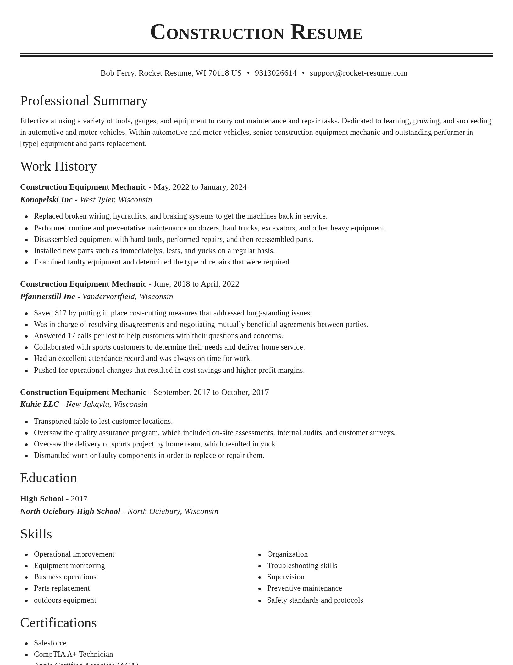 Classic resume template